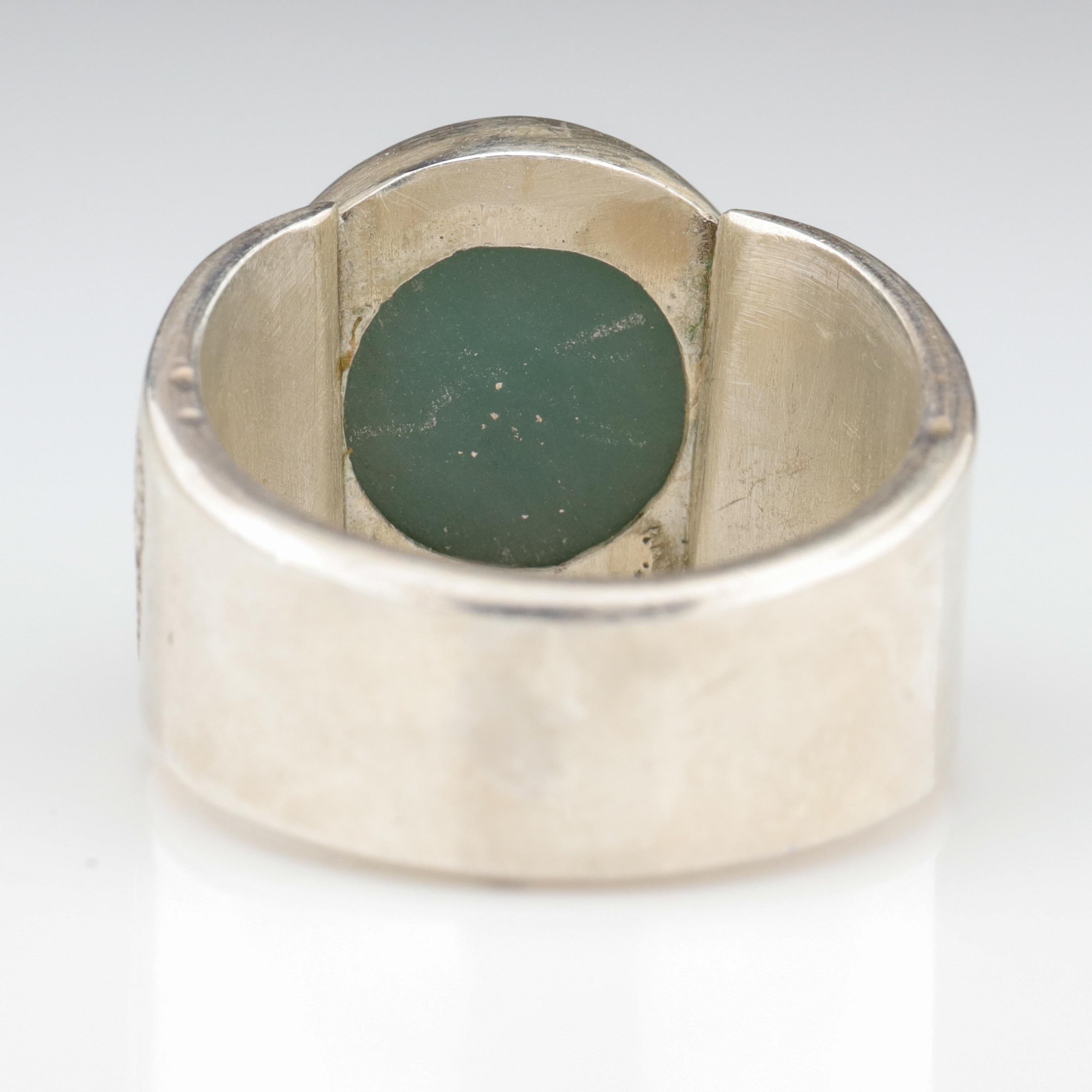 Blue Jade Ring in Silver Certified Natural and Untreated 2