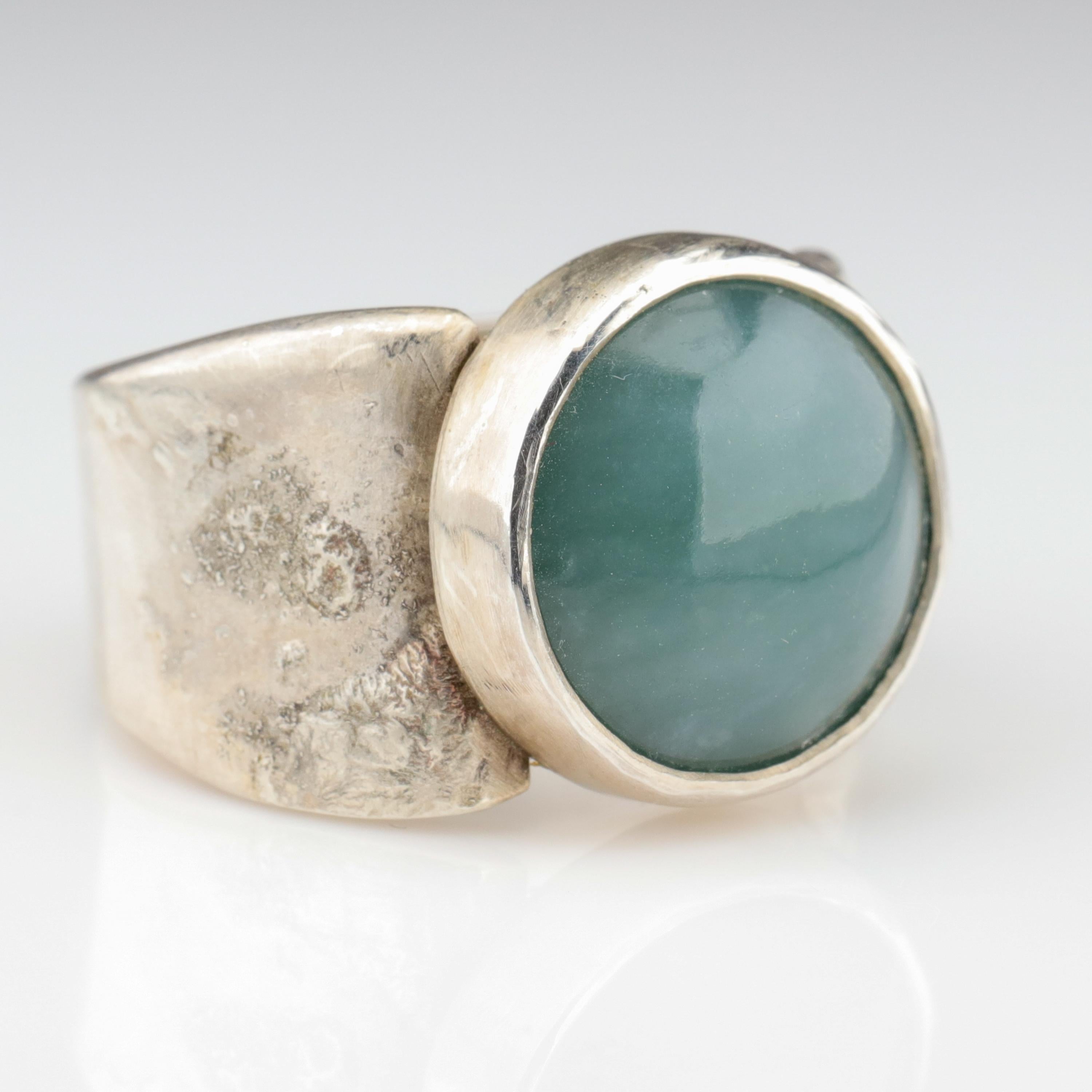 Blue Jade Ring in Silver Certified Natural and Untreated 4
