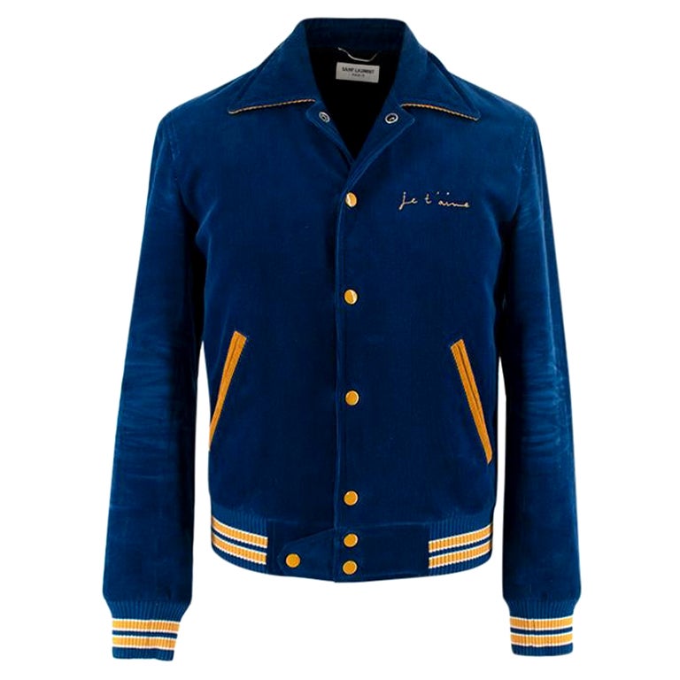 Blaue Je T
aime Teddy-Jacke aus Kord im Angebot