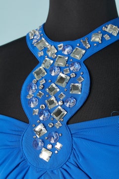 Miniabito da cocktail in jersey blu con strass Blugirl