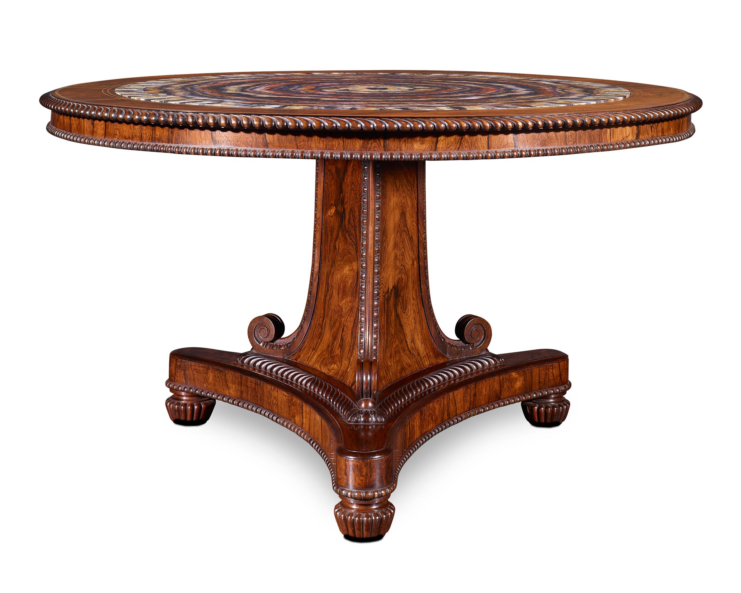 Victorian Blue John and Rosewood Table Attributed to Gillows