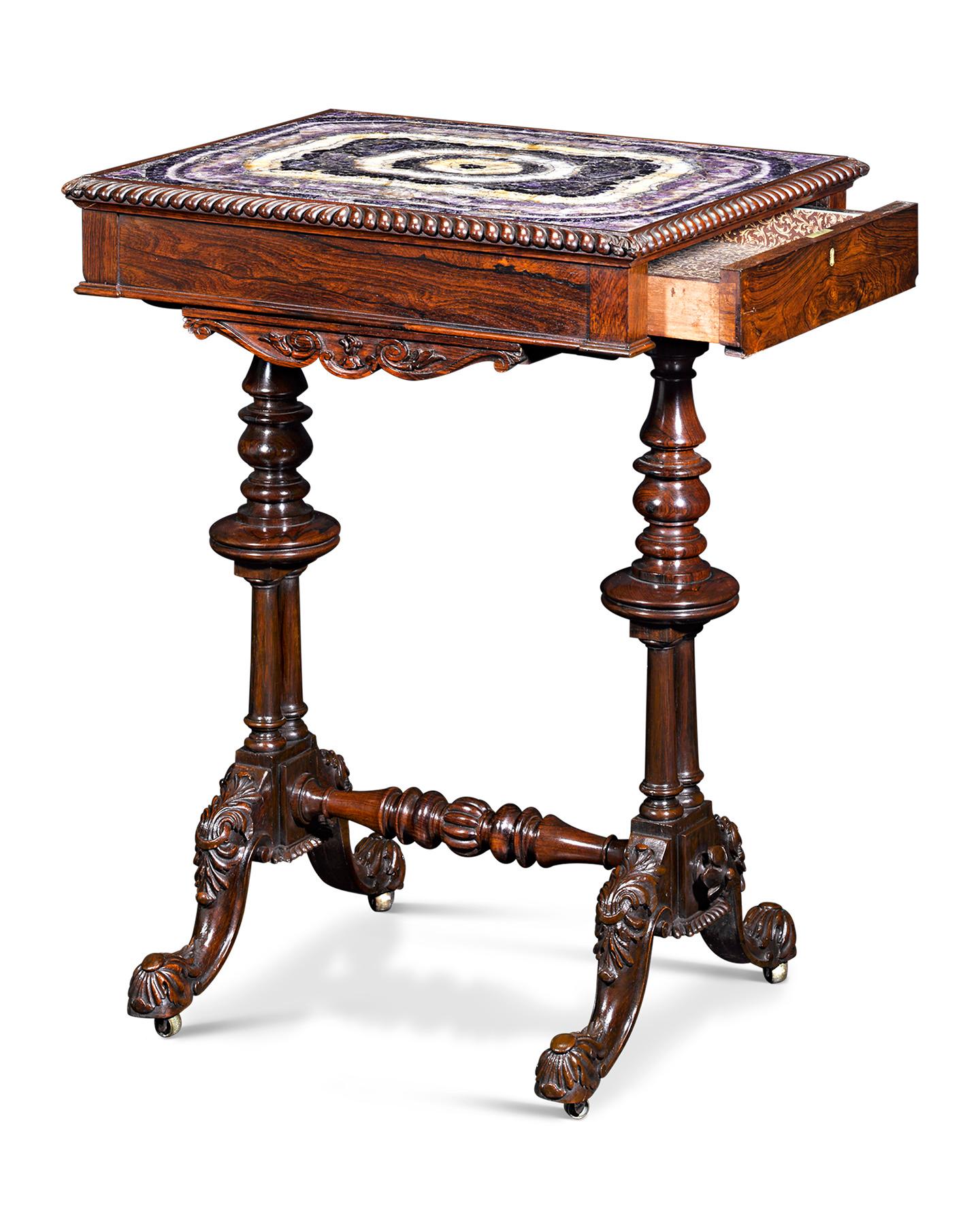 Regency Blue John and Rosewood Table Attributed to Gillows