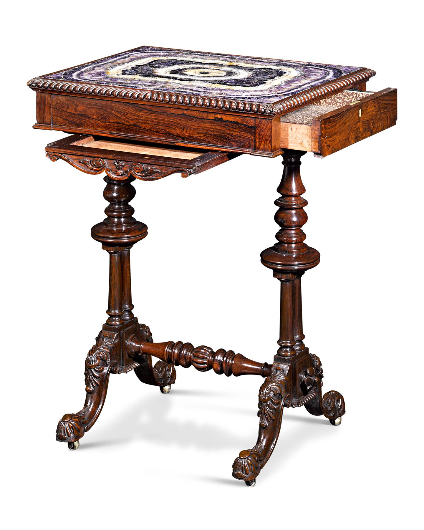 English Blue John and Rosewood Table Attributed to Gillows