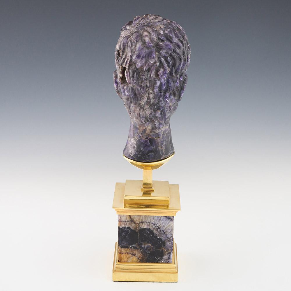 Blue John Bust of a Roman Emperor Gilt and Blue John Stand In Good Condition For Sale In Tunbridge Wells, GB