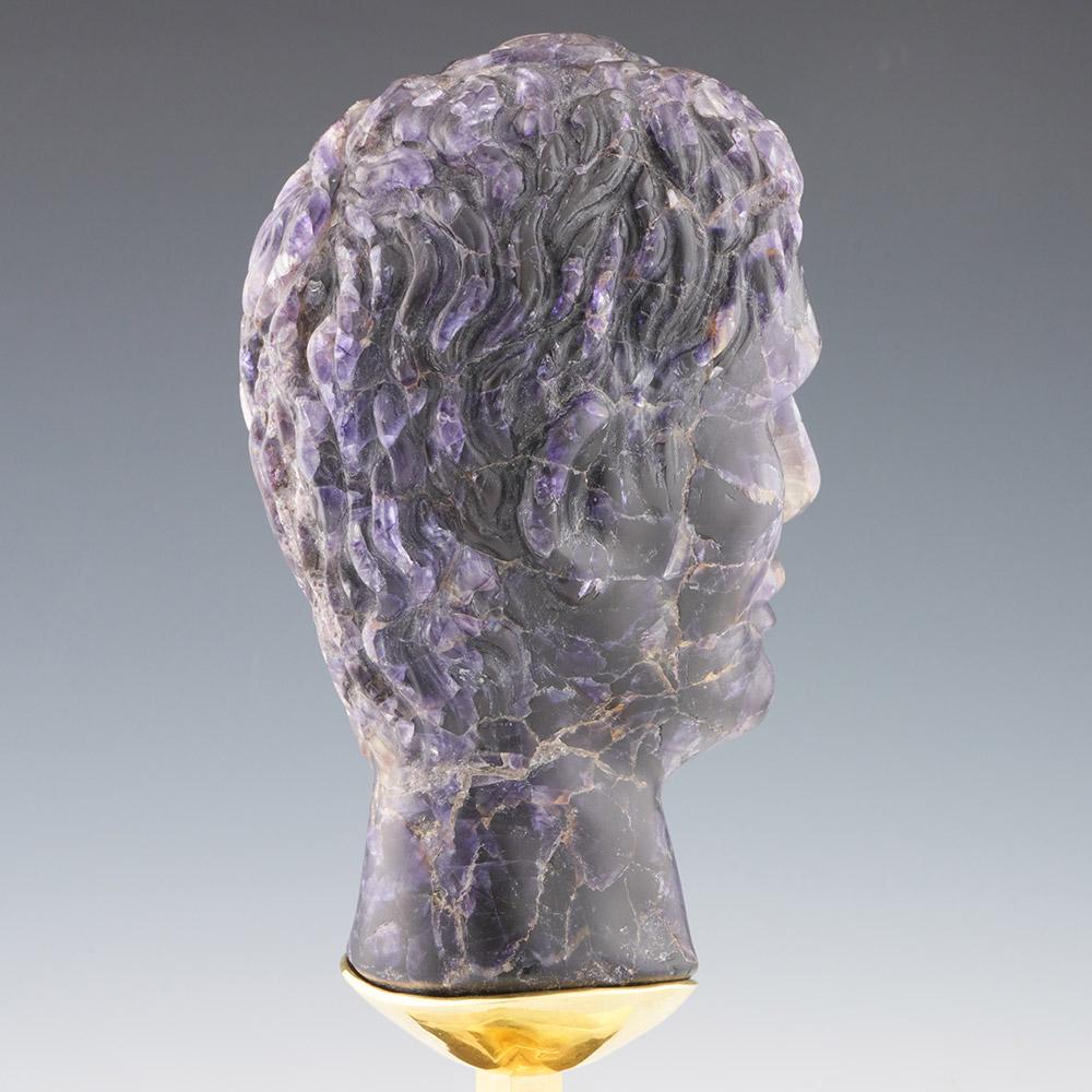Blue John Bust of a Roman Emperor Gilt and Blue John Stand For Sale 2