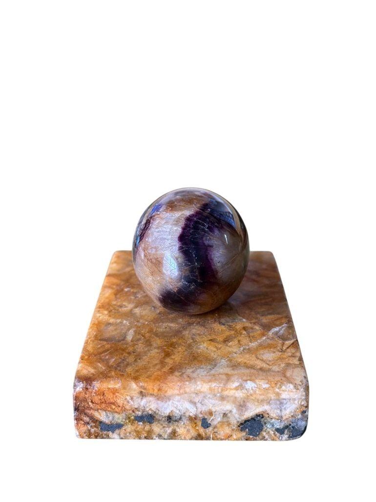 Blauer Briefbeschwerer aus John-Ei auf Fluorspar-Sockel montiert, frühes 20. Jahrhundert (Spätviktorianisch) im Angebot