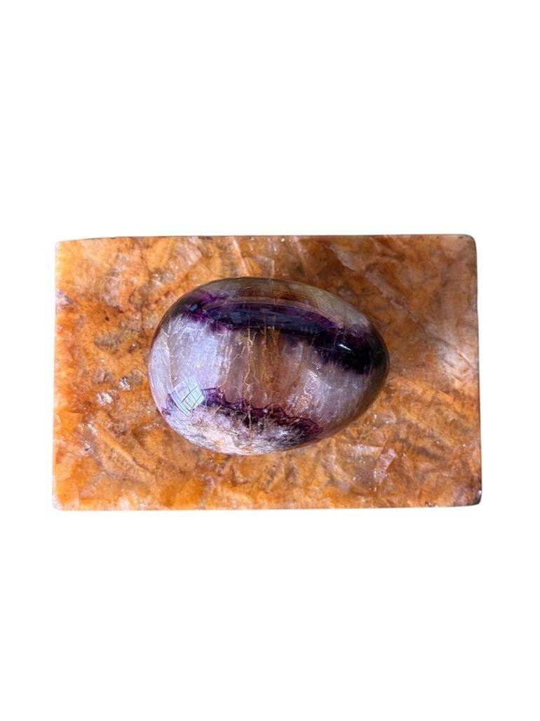 Blauer Briefbeschwerer aus John-Ei auf Fluorspar-Sockel montiert, frühes 20. Jahrhundert (Britisch) im Angebot
