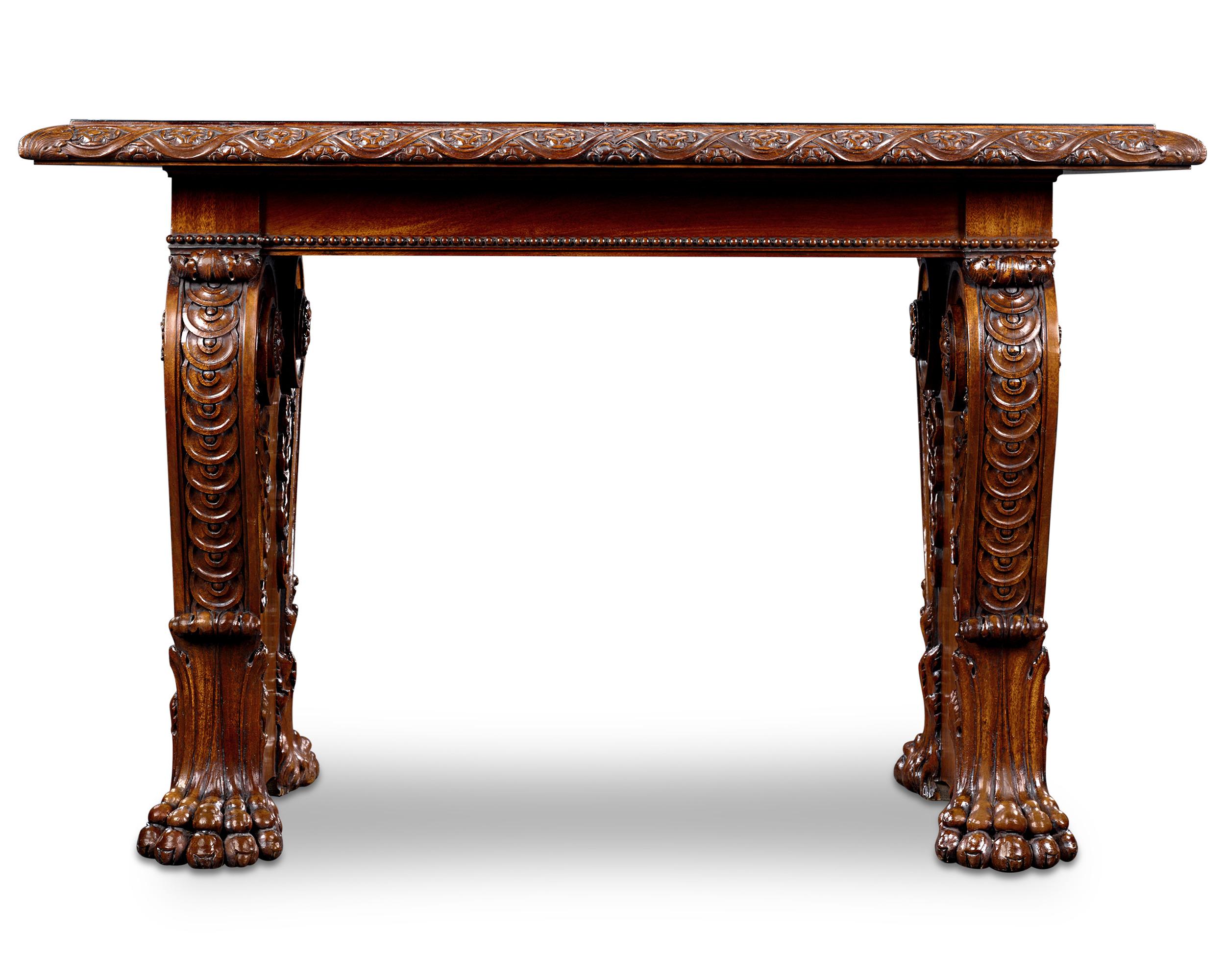 Carved Blue John Table By Royal Marble Works For Sale