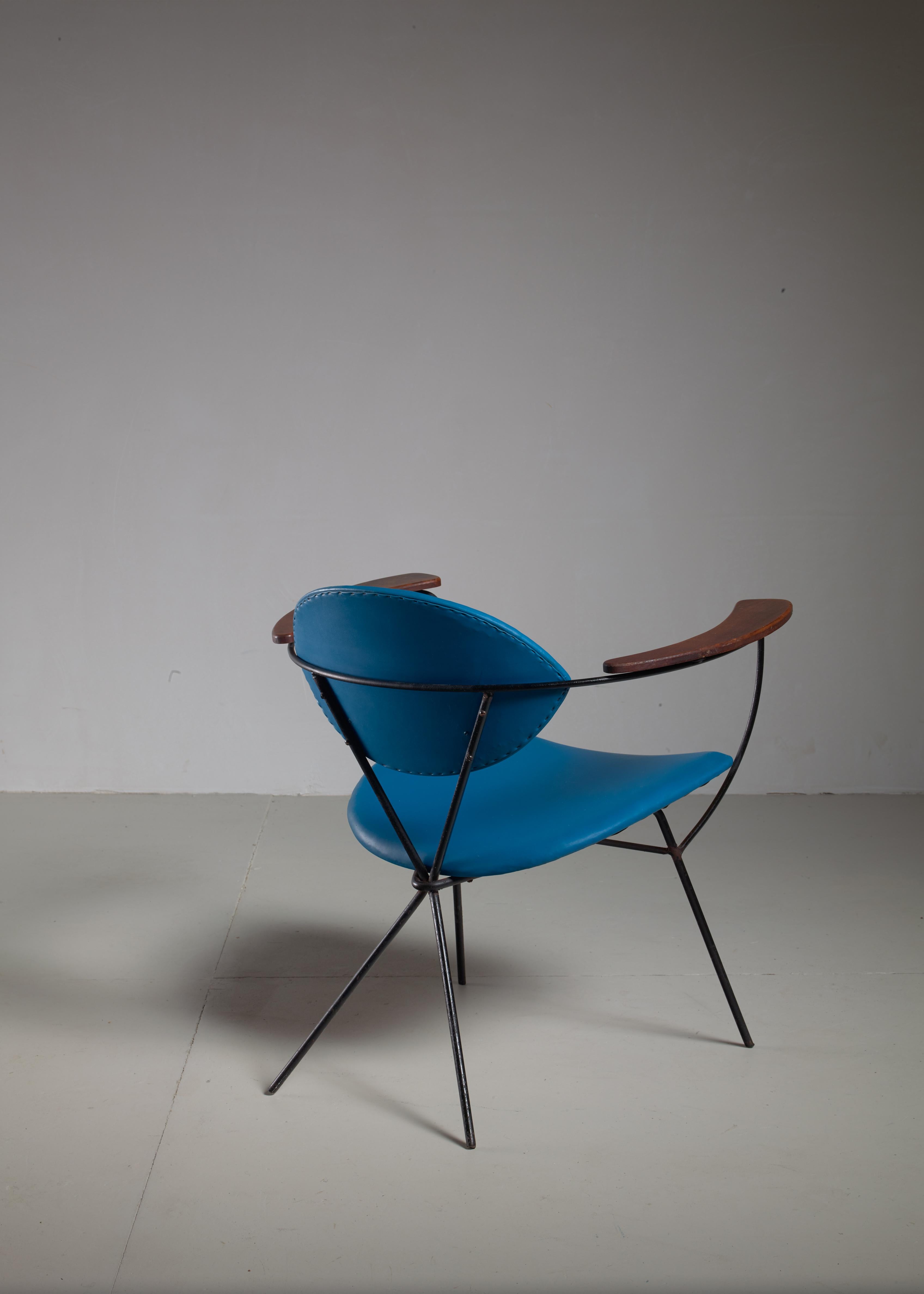Minimalist Blue Joseph Cicchelli Chair for Reilly Wolf, USA, 1950s For Sale