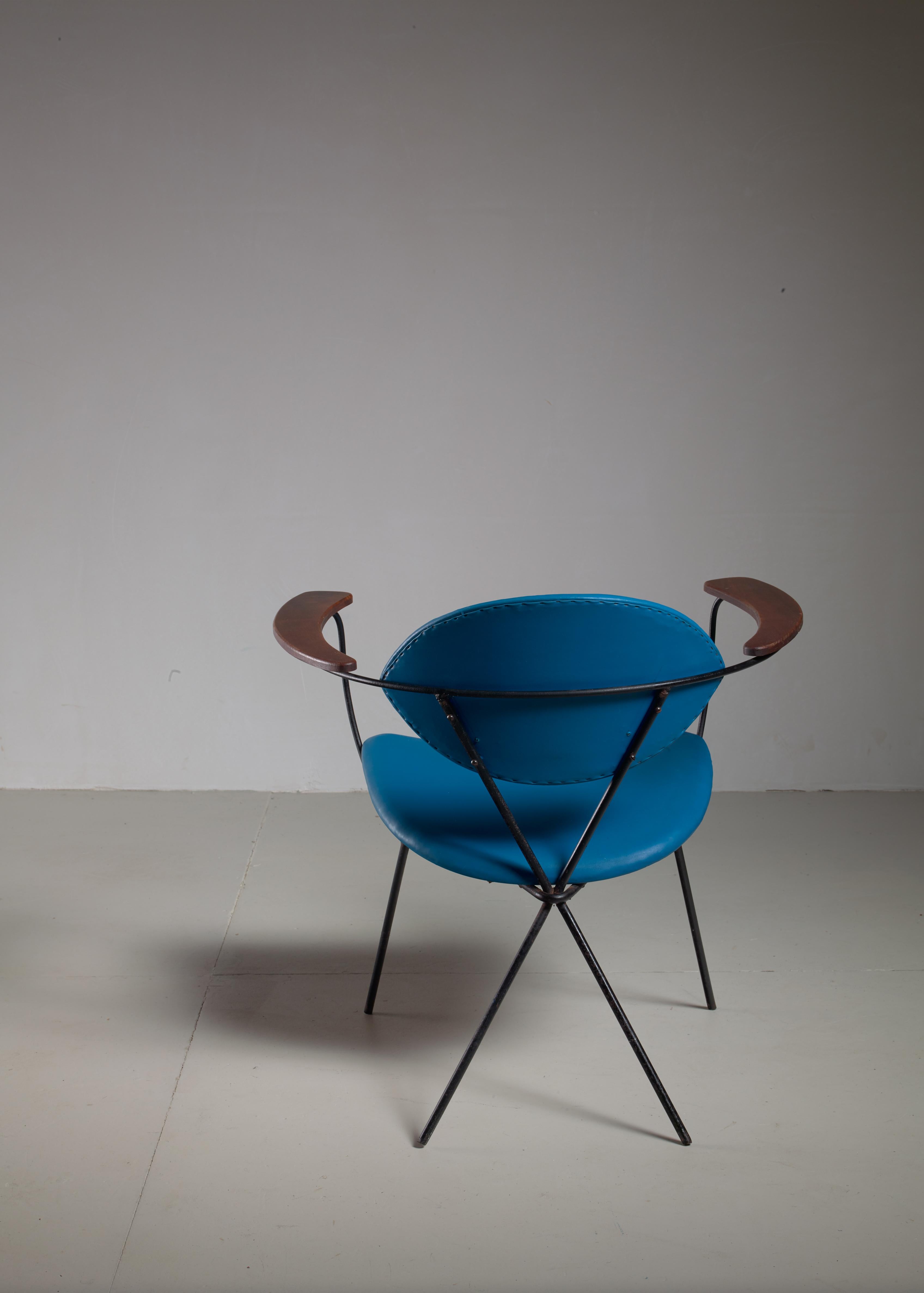 Mid-20th Century Blue Joseph Cicchelli Chair for Reilly Wolf, USA, 1950s For Sale