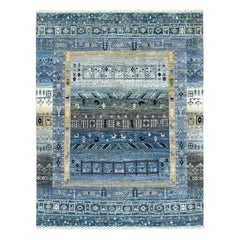Blue Kashkuli Gabbeh Natural Dyes Pure wool Hand Knotted Oriental Rug