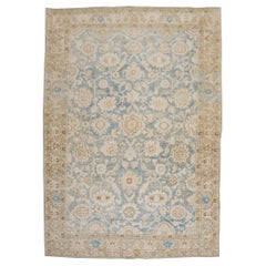 Blue Khaki Brown Persian Tabriz Foyer Size Rug