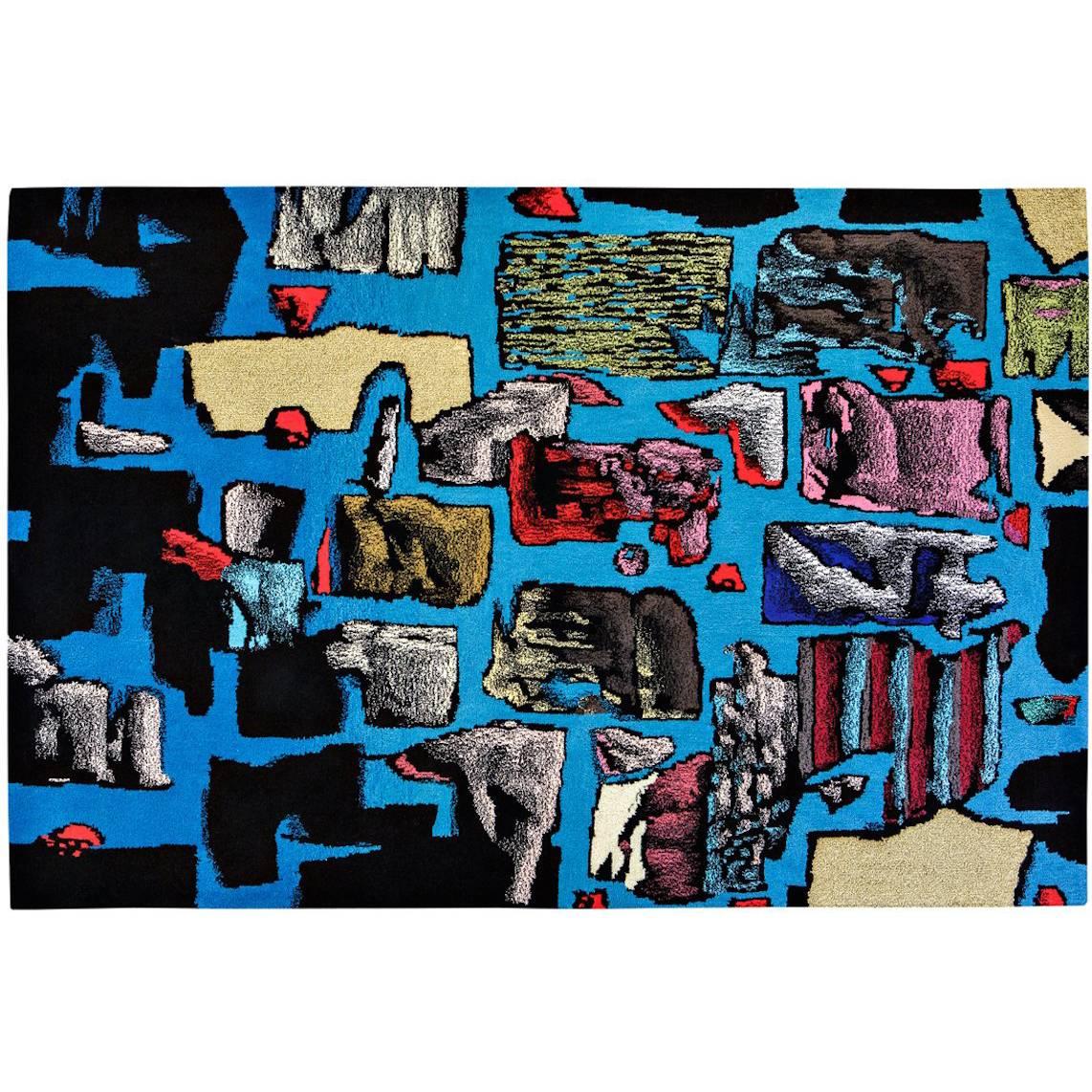 'Blue Kit' Hand-Tufted Area Rug by Julien Colombier For Sale