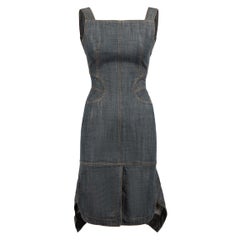 Blue Knee Length Pinafore Dress Size S