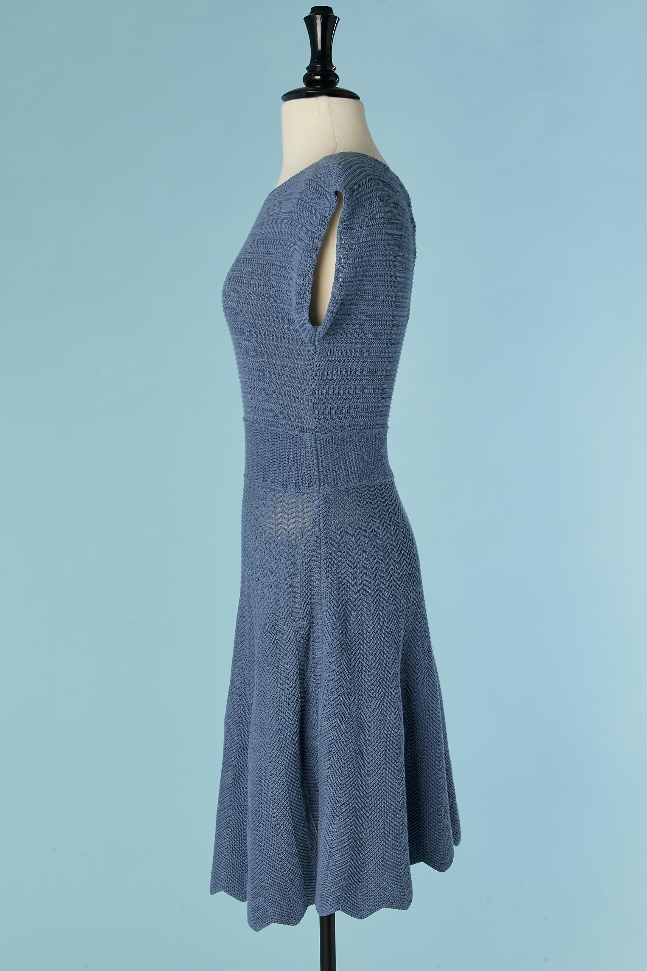 Women's Blue knitted day dress in cotton Emporio ARMANI For Sale