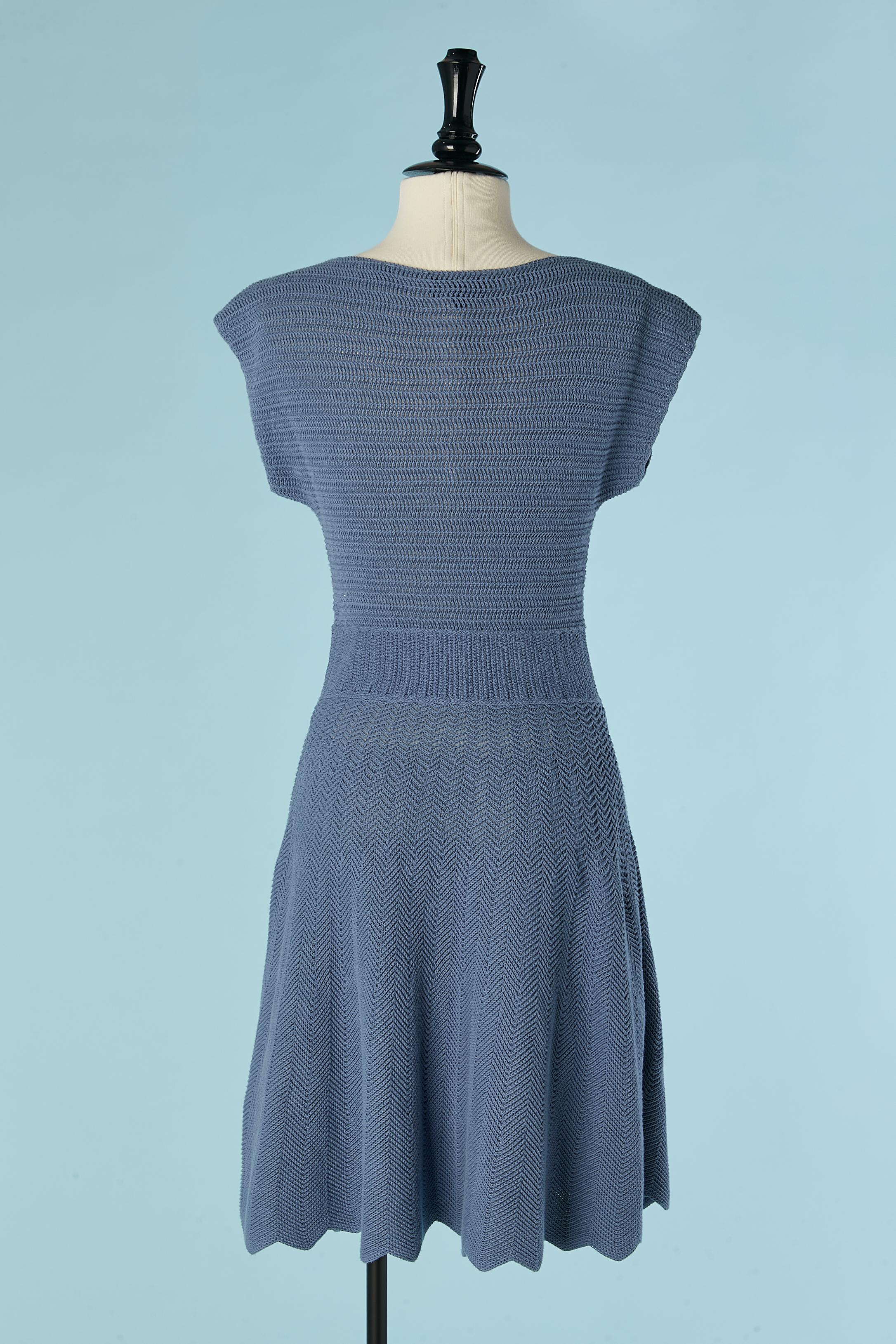 Blue knitted day dress in cotton Emporio ARMANI For Sale 1