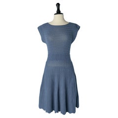 Robe de jour en coton tricoté bleu EMPORIO ARMANI