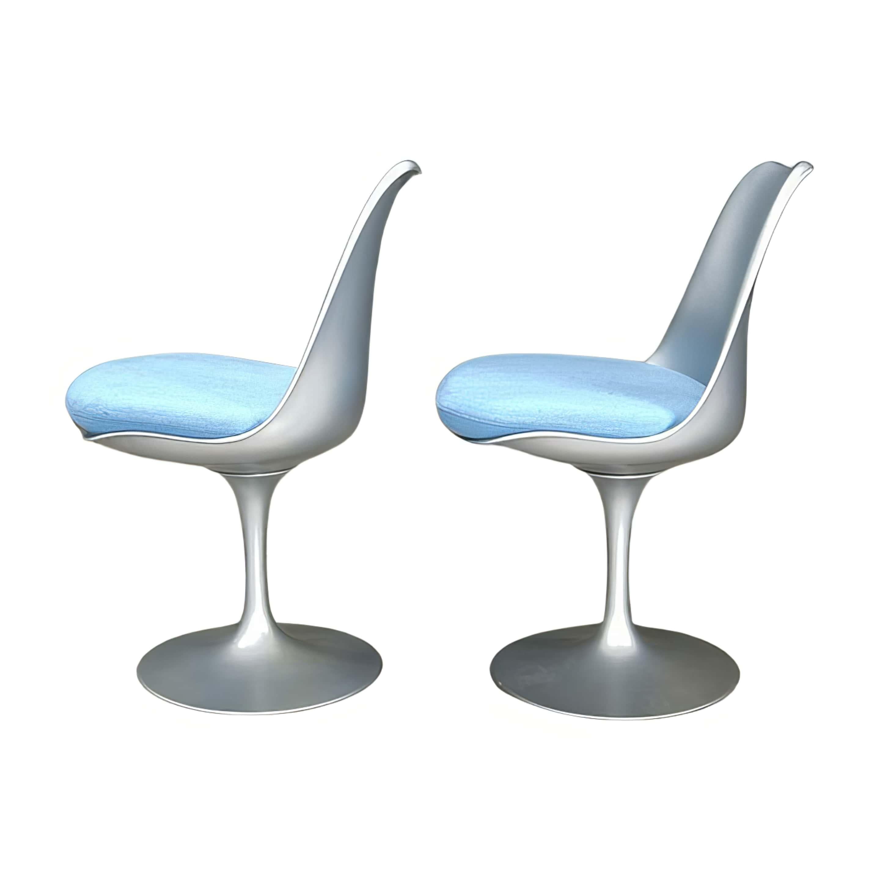 Americano Sedie Knoll Tulip blu di Saarinen, set di due sedie in vendita
