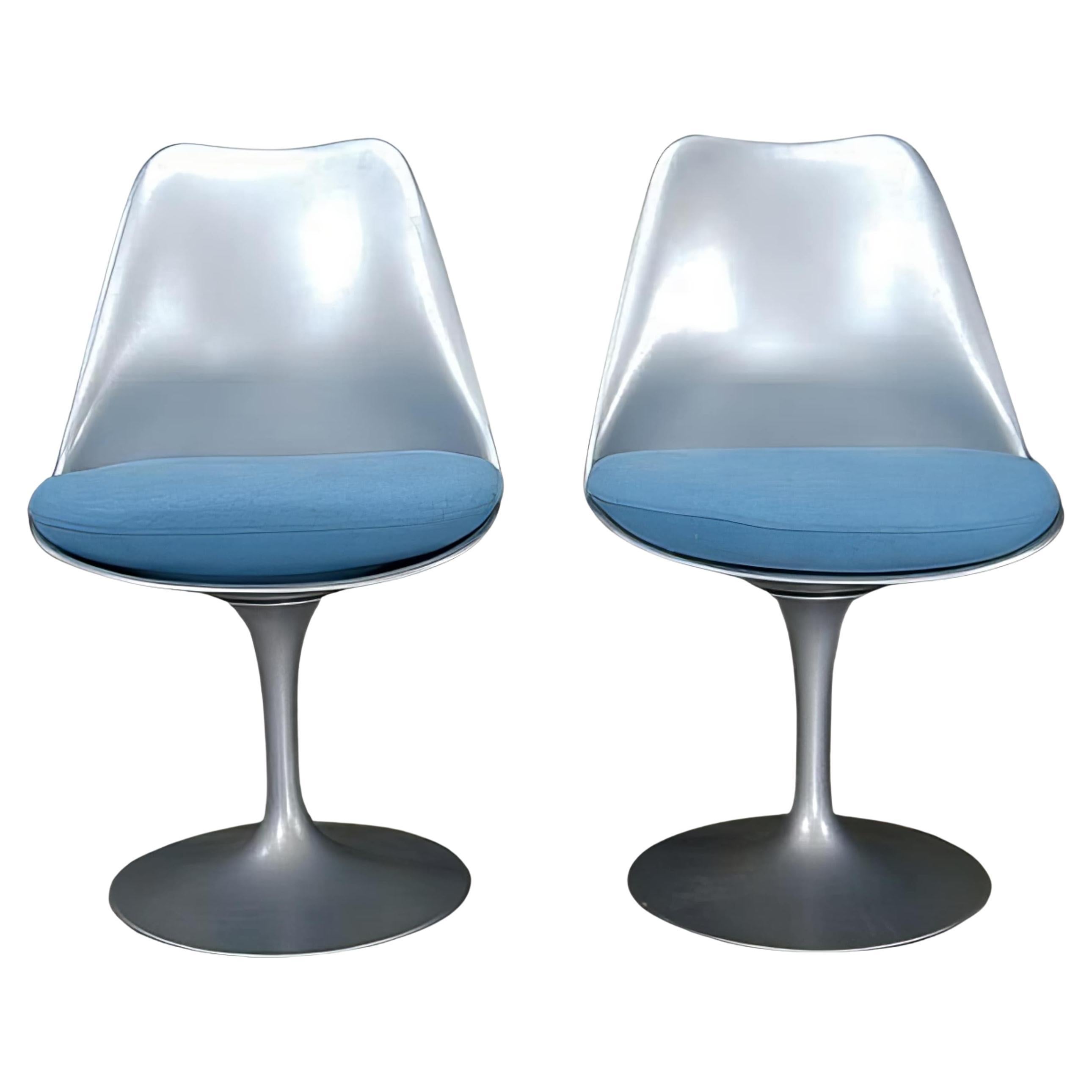 Sedie Knoll Tulip blu di Saarinen, set di due sedie