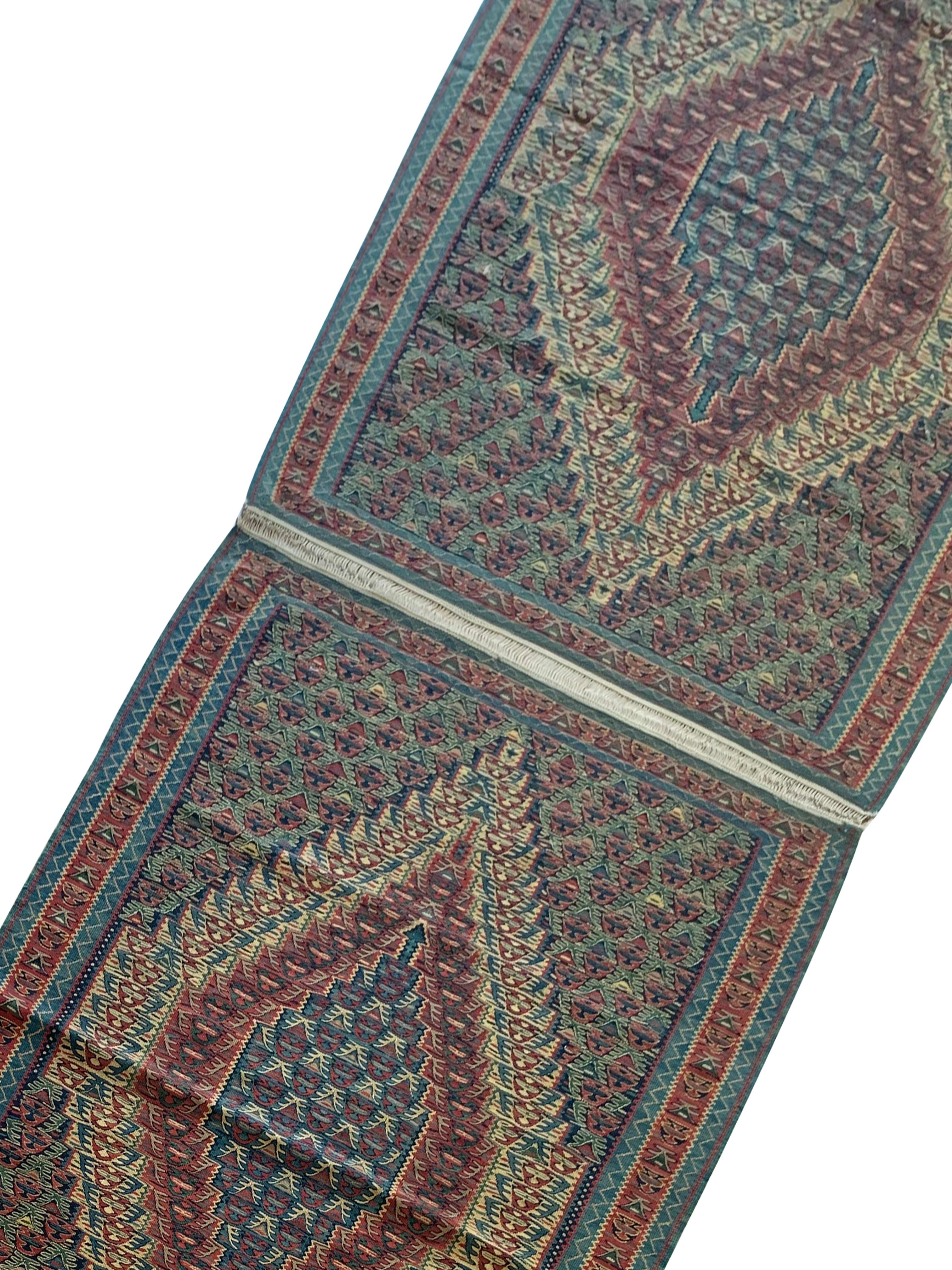 Blue Kurdish Kilim Rugs Pair of Handmade Flatwoven Wool Rugs For Sale 3