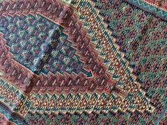 Blue Kurdish Kilim Rugs Pair of Handmade Flatwoven Wool Rugs