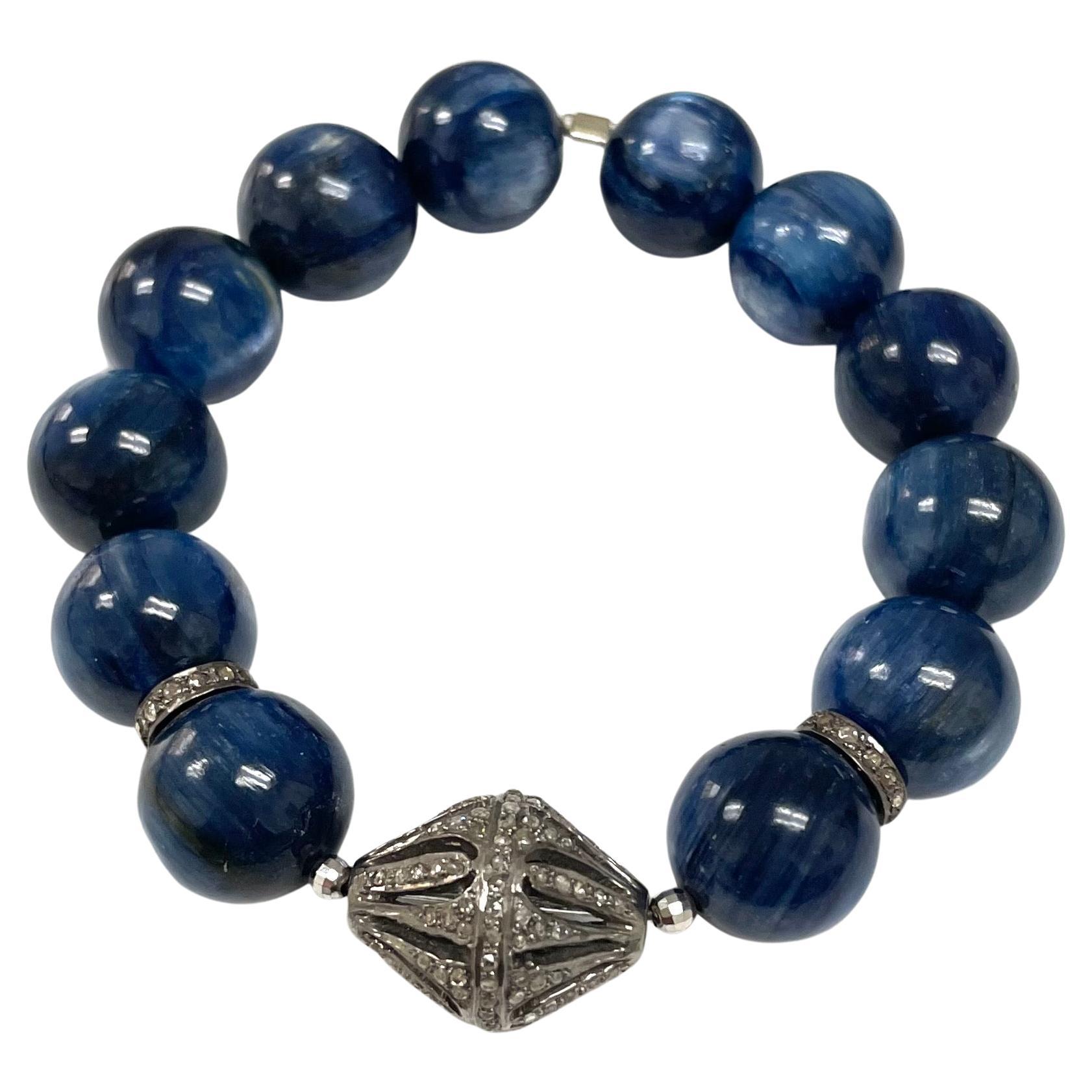 Armband aus blauem Kyanit und Diamanten (Kunsthandwerker*in) im Angebot