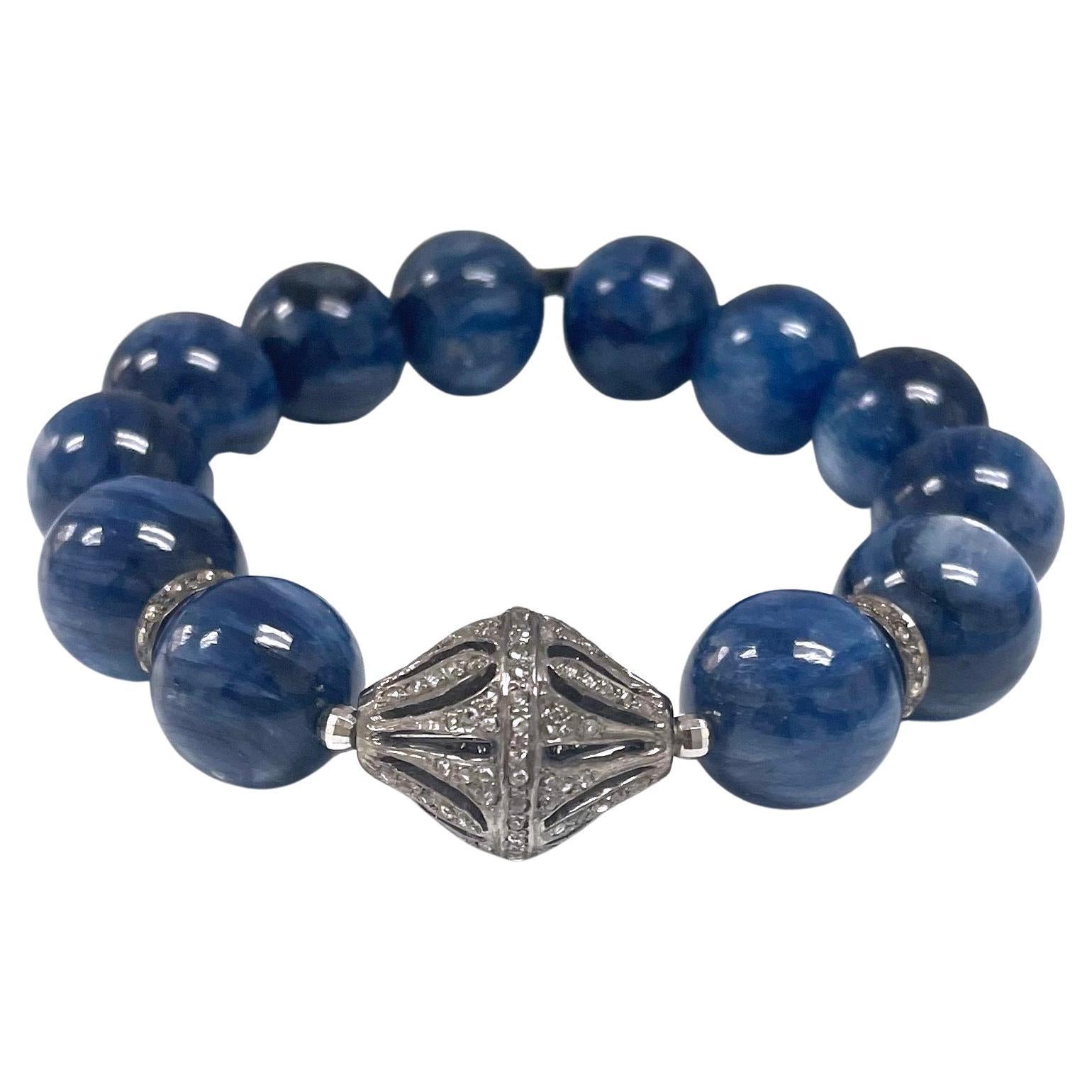 Blue Kyanite and Diamond Paradizia Bracelet For Sale