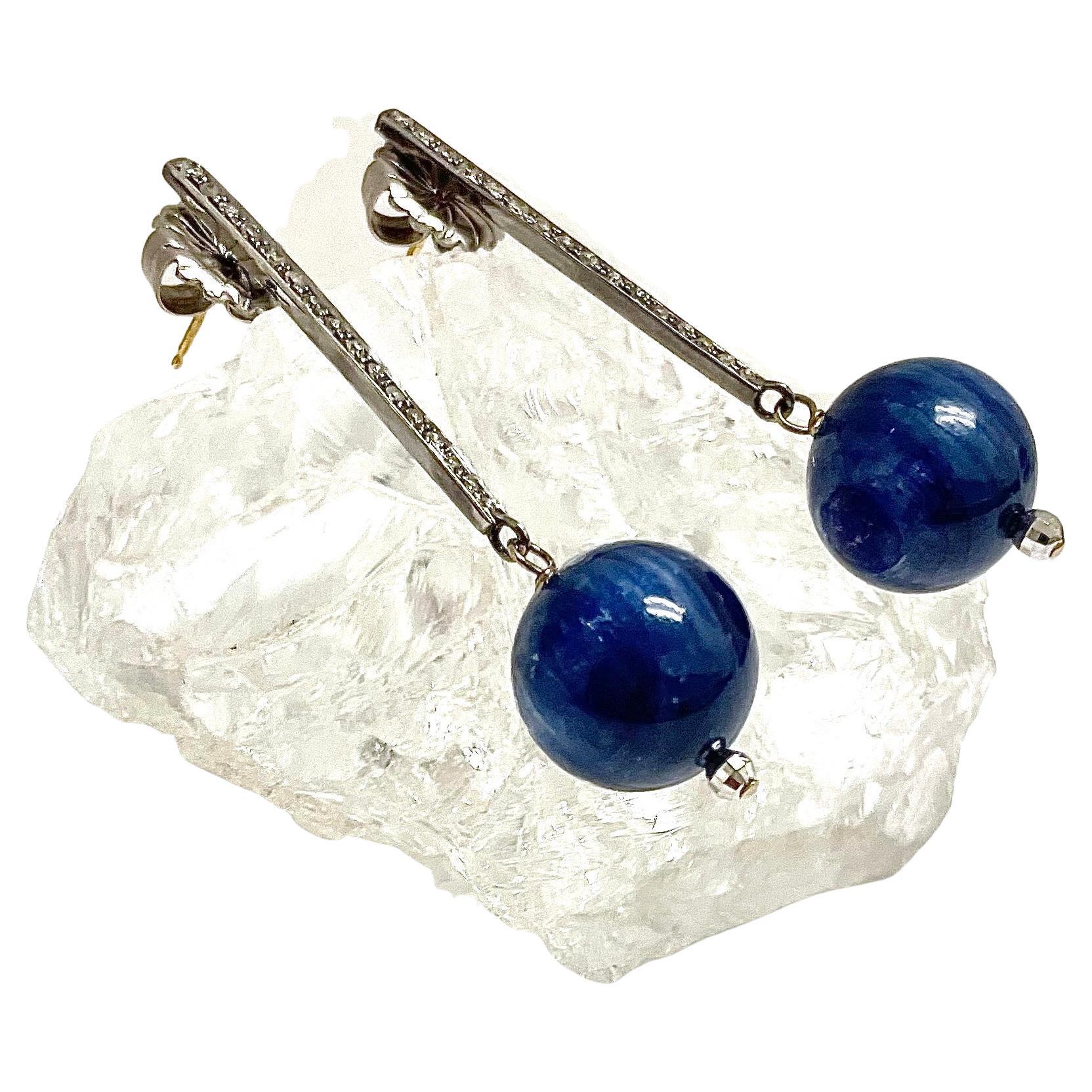 Blue Kyanite and Diamond Earrings For Sale 6