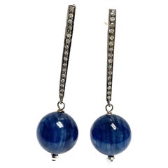 Blue Kyanite and Diamond Earrings