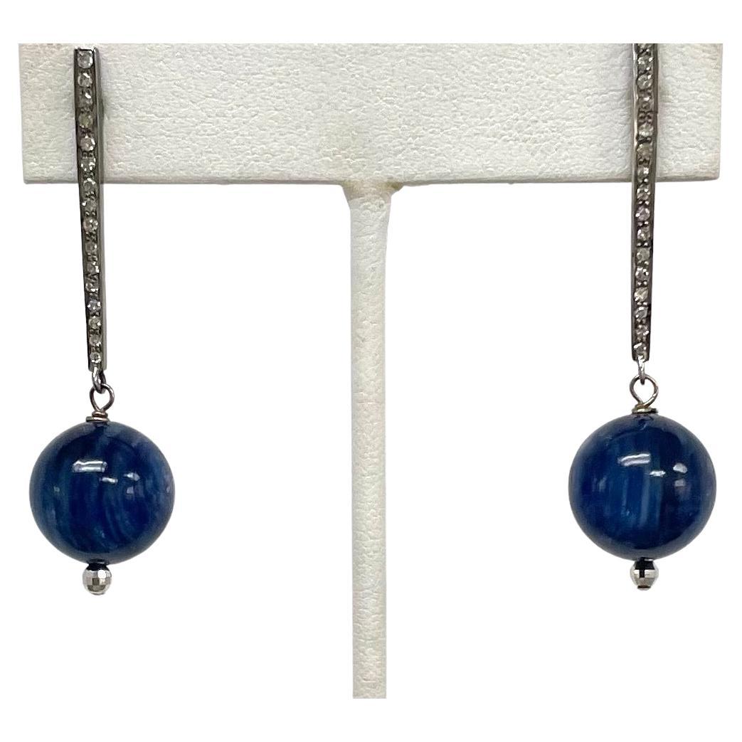 Blue Kyanite and Diamond Paradizia Earrings For Sale 3