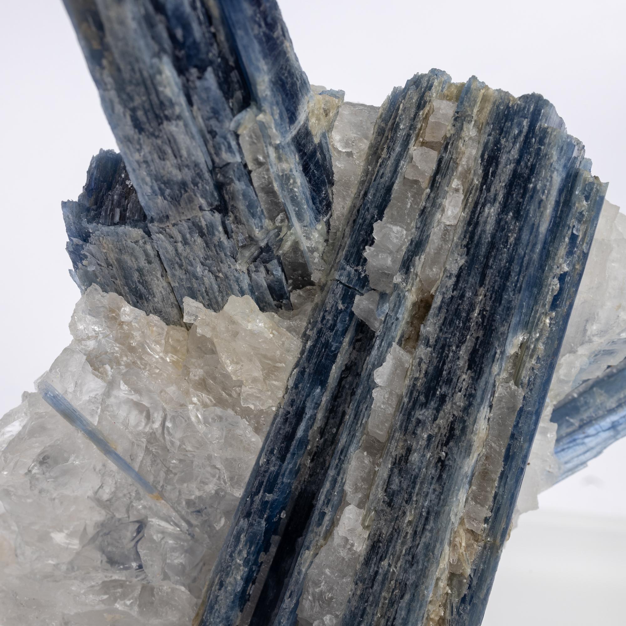 Blue Kyanite and Quartz Specimen on Acrylic Box, Natural Crystal Sculpture 2