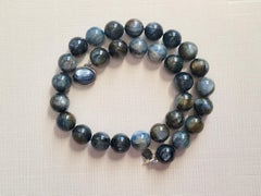 Blue Kyanite Beaded Necklace with Sterling Silver Kyanite Clasp