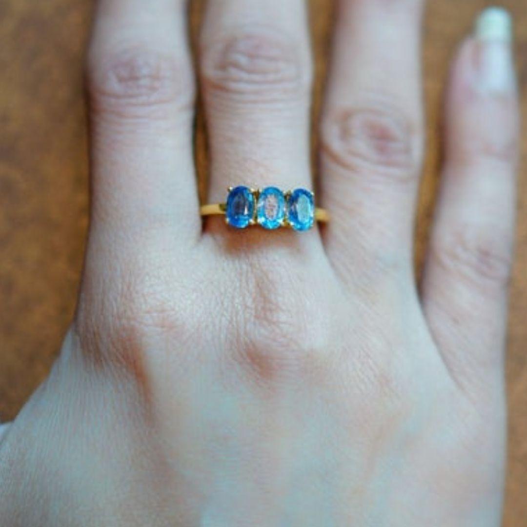 Artisan Blue Kyanite Ring in Gold, Ring, Solid Gold Ring, Rose Gold Ring 14 Karat For Sale