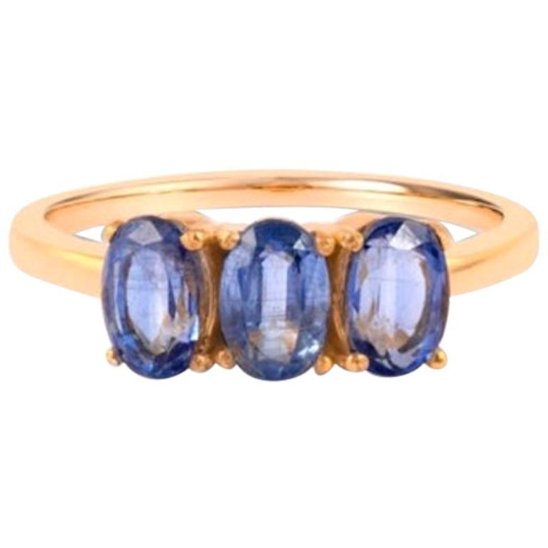 Blue Kyanite Ring in Gold, Ring, Solid Gold Ring, Rose Gold Ring 14 Karat For Sale