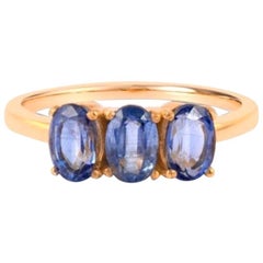 Blue Kyanite Ring in Gold, Ring, Solid Gold Ring, Rose Gold Ring 14 Karat