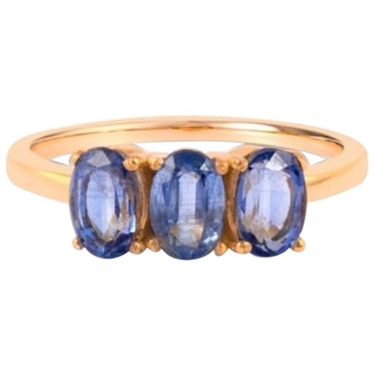 Blue Kyanite Ring in Gold, Engagement Ring, Solid Gold Ring, 18K Rose Gold Ring  For Sale