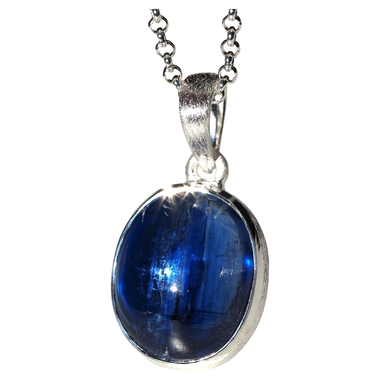 Ciondolo d'argento di kianite blu Collana di gemme naturali blu intenso