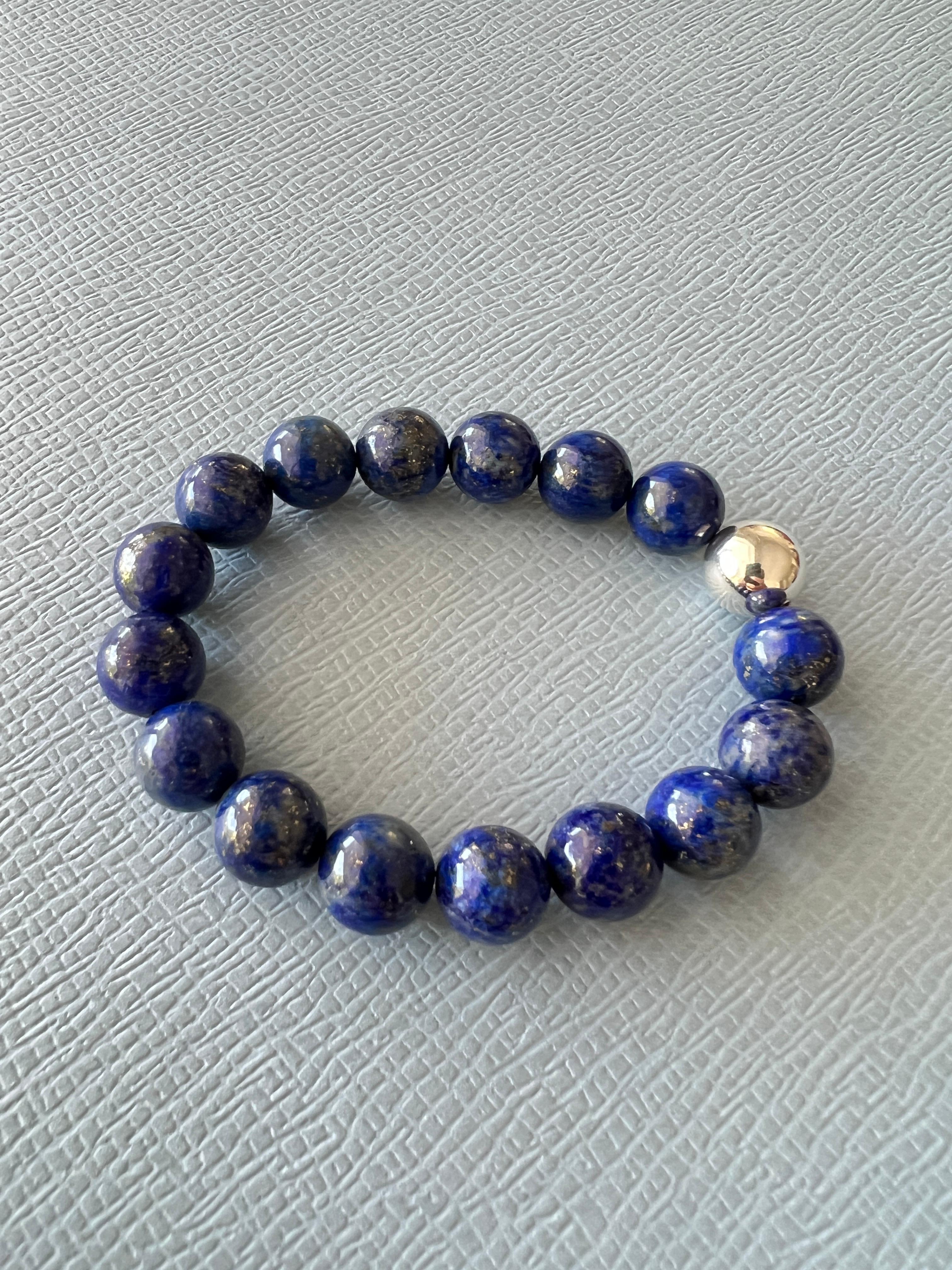 Blue Labradorite Round Bead Bracelet Silver J Dauphin For Sale 5