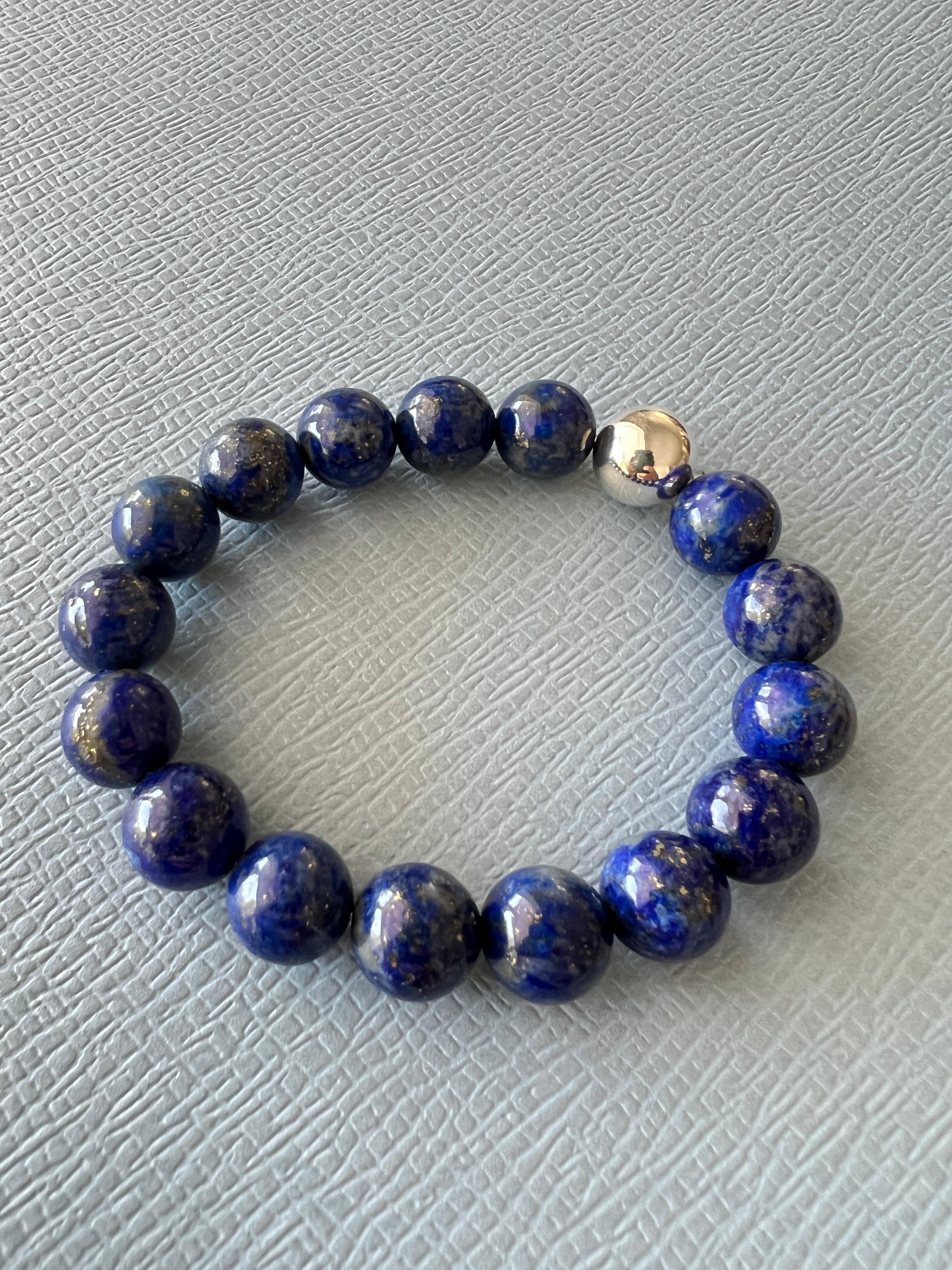 Blue Labradorite Round Bead Bracelet Silver J Dauphin For Sale 7