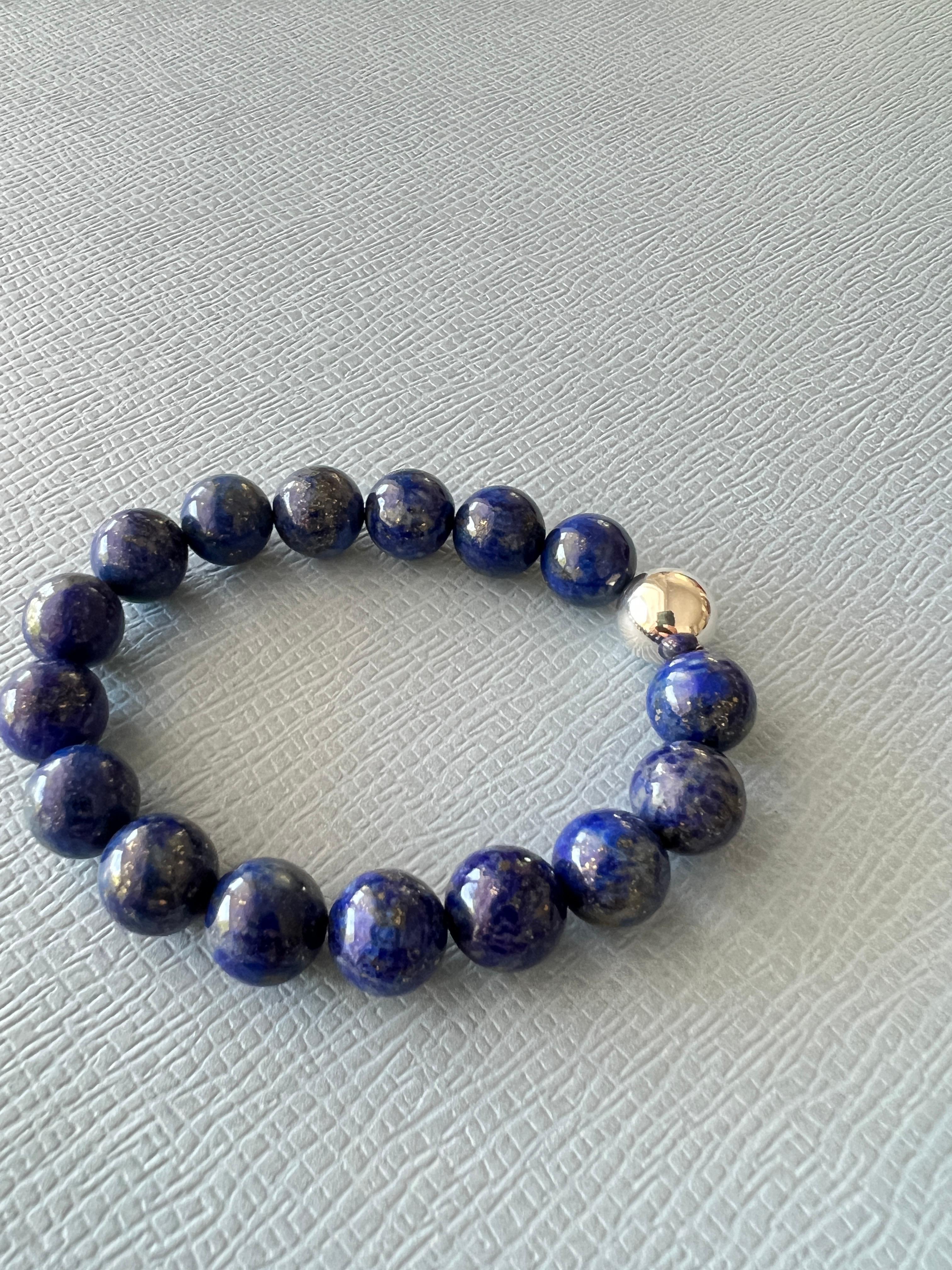 Blue Labradorite Round Bead Bracelet Silver J Dauphin For Sale 4