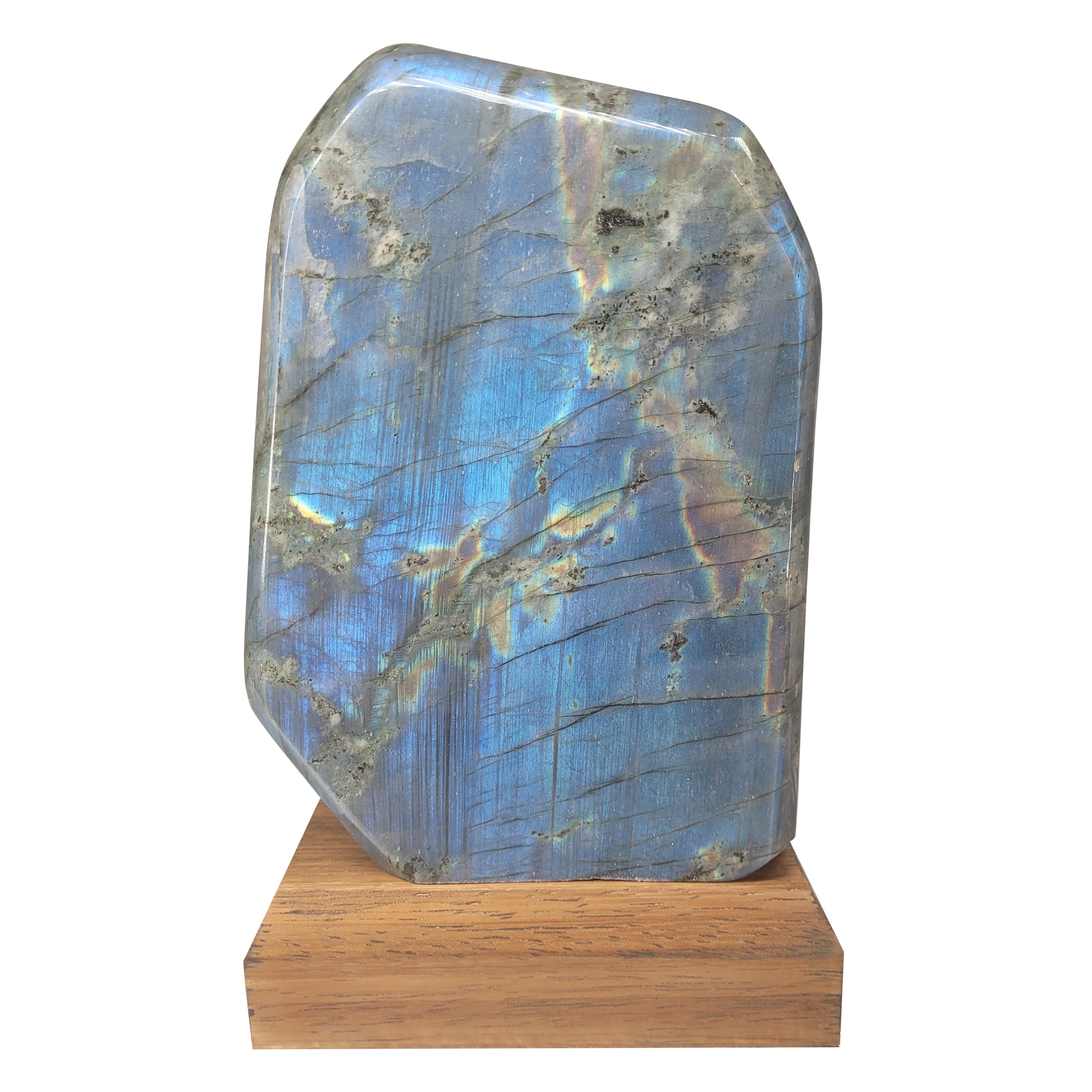 Labradorite blu con base in legno in vendita