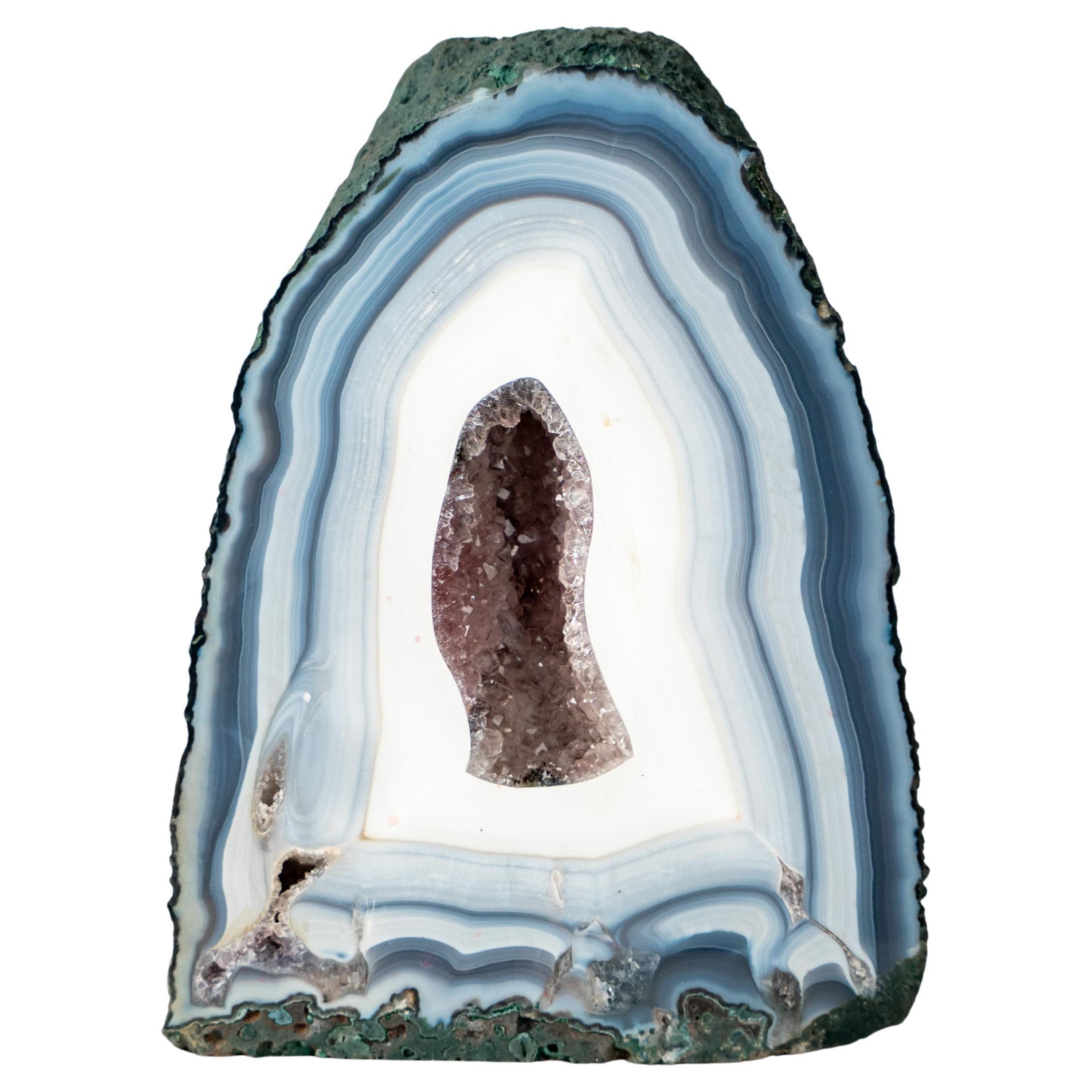 Blue Lace Agate Geode: Amethyst Druzy Crystal, Collector
s Mineral