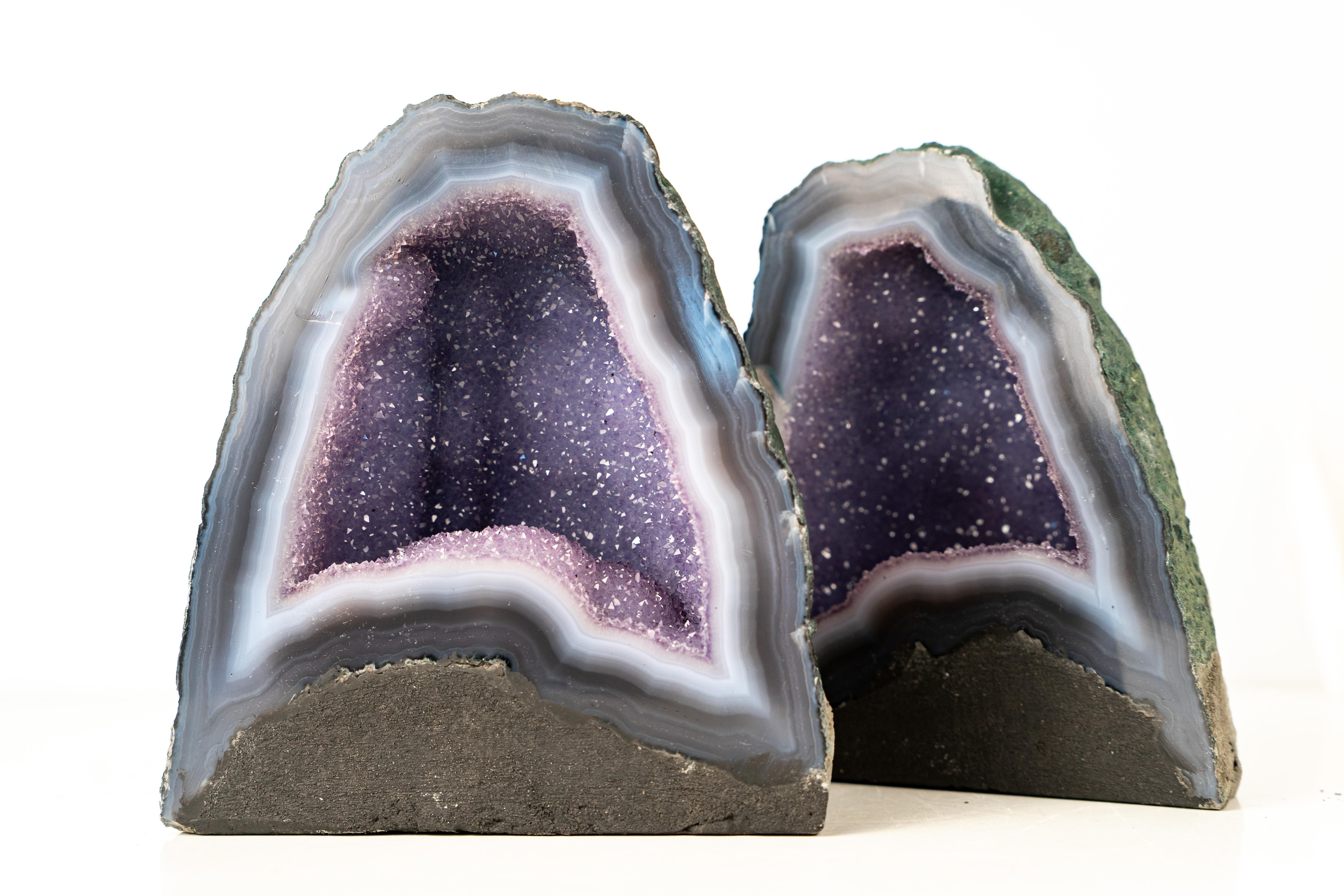 Blue Lace Agate Geode Pair in vendita 4
