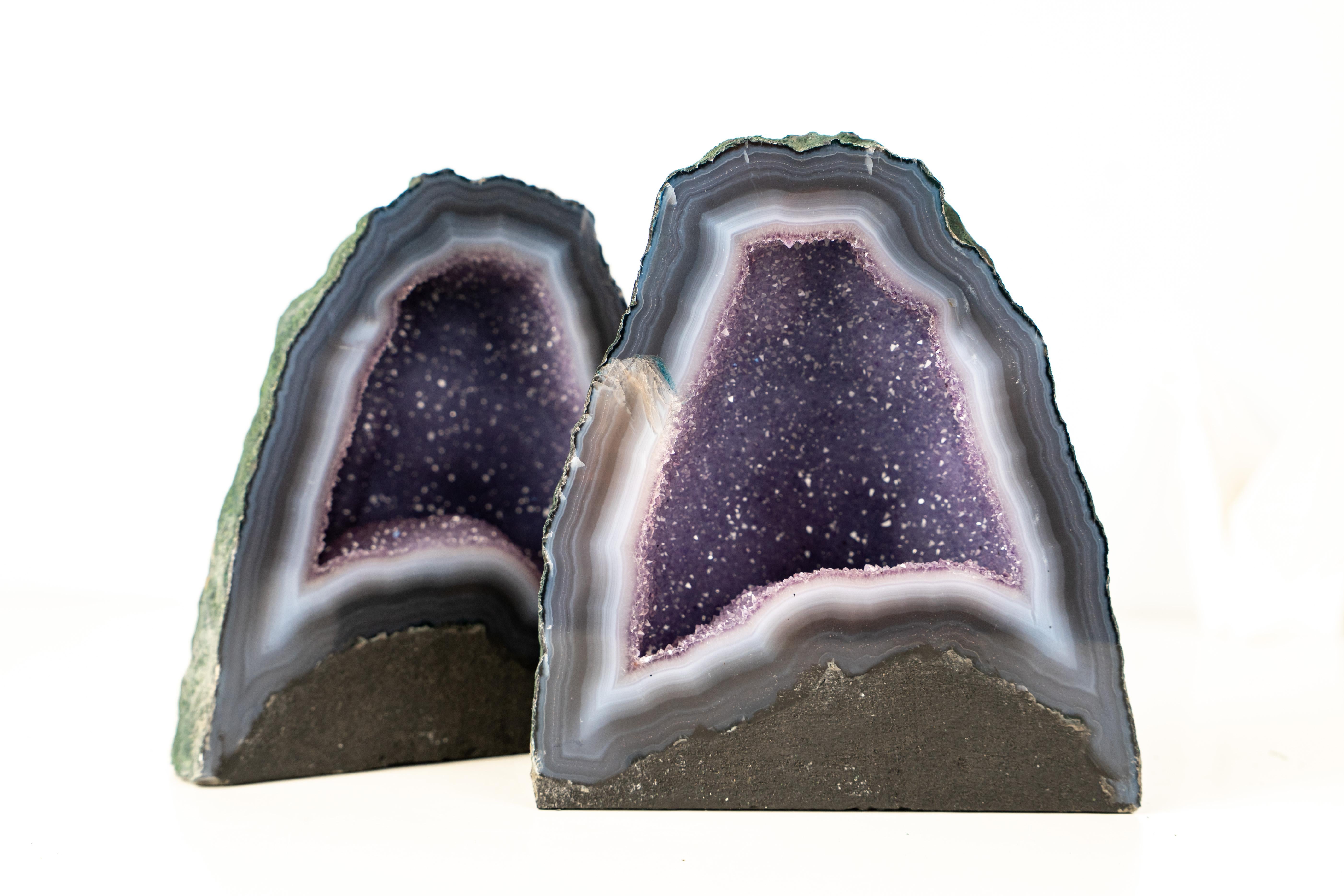 Blue Lace Agate Geode Pair in vendita 3