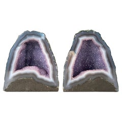 Blue Lace Agate Geode Pair