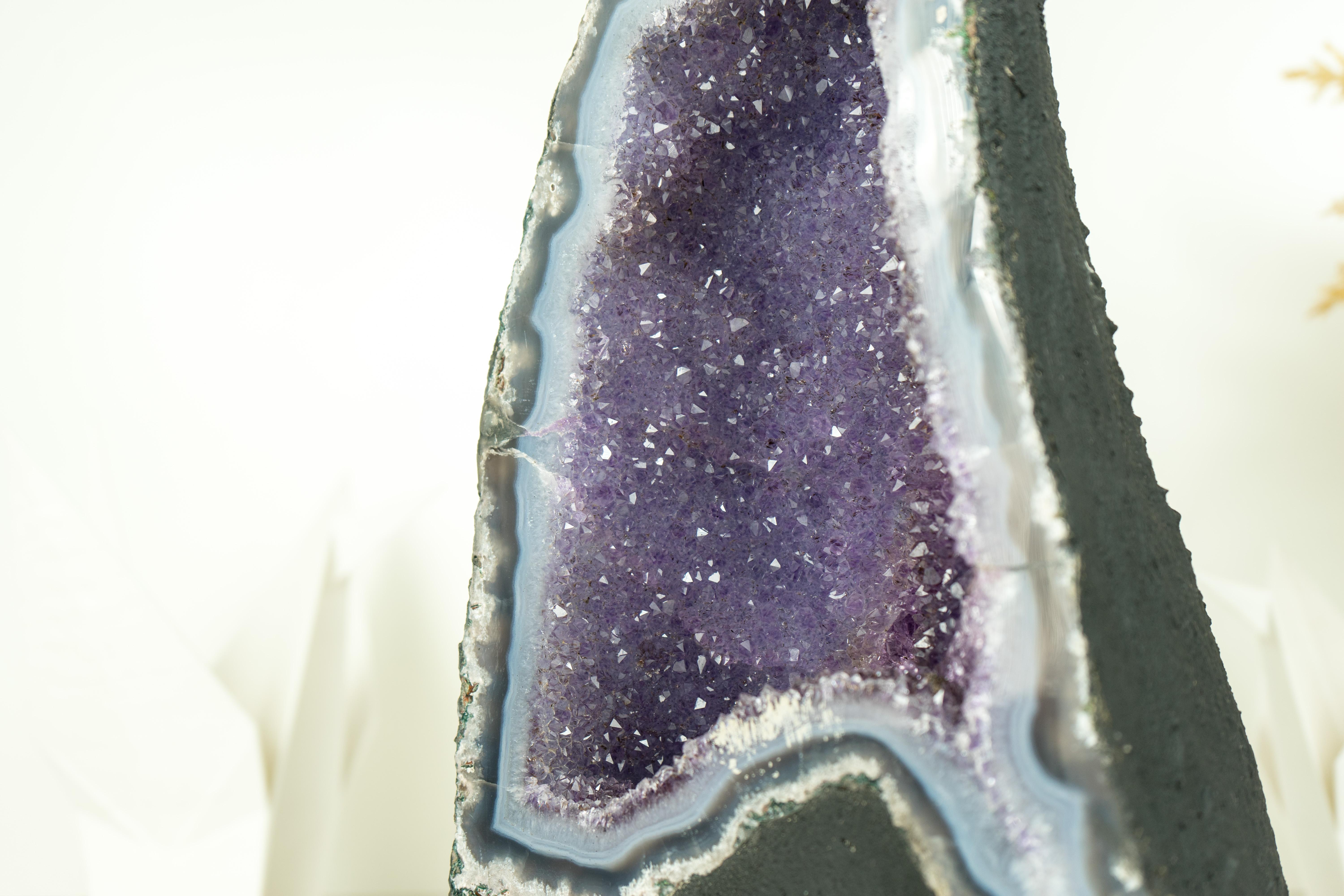 Blue Lace Agate Geode with Galaxy Amethyst Druzy For Sale 4
