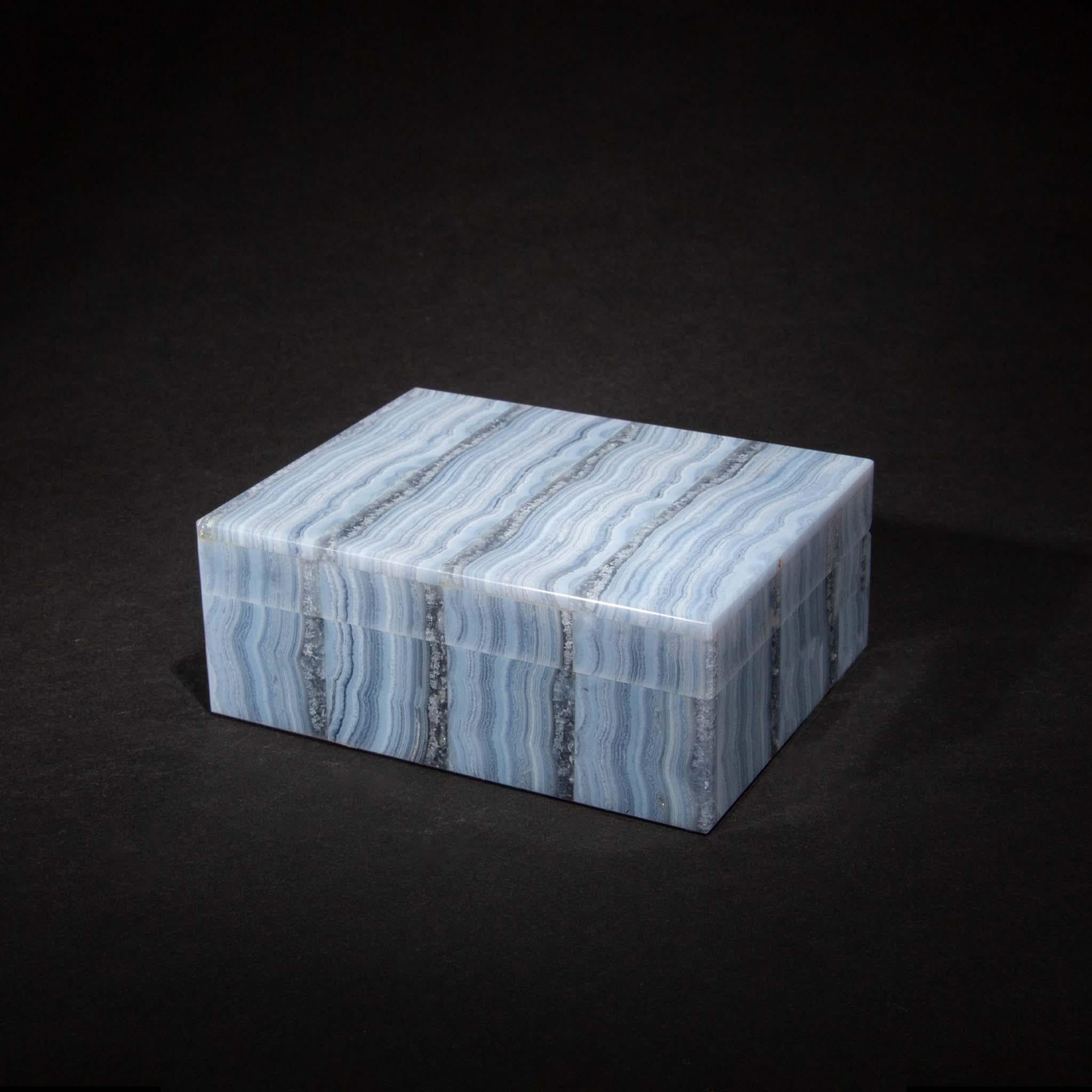 Blue Lace Agate Hinged Box, 4.25
