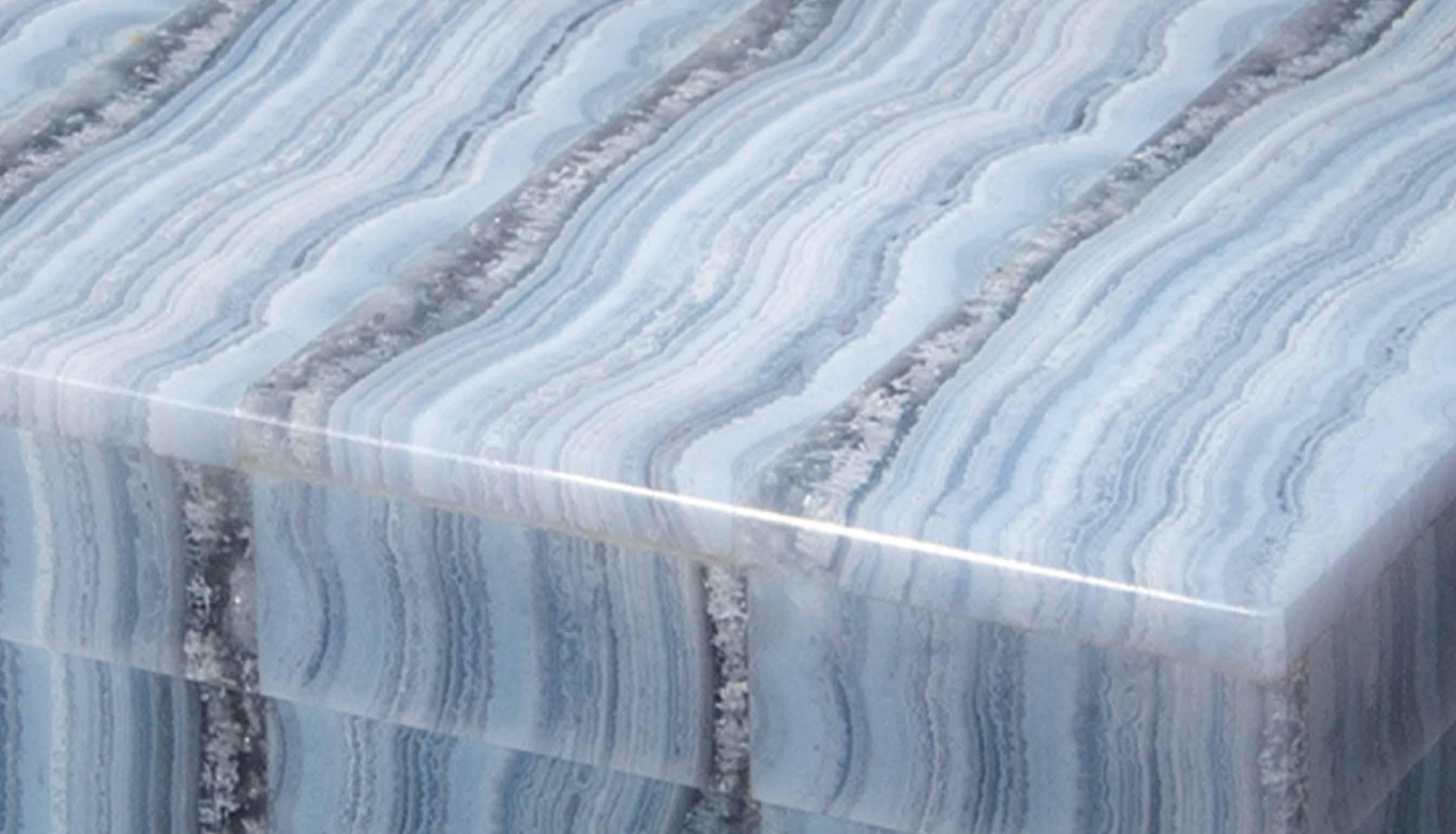 Contemporary Blue Lace Agate Hinged Box, 4.25