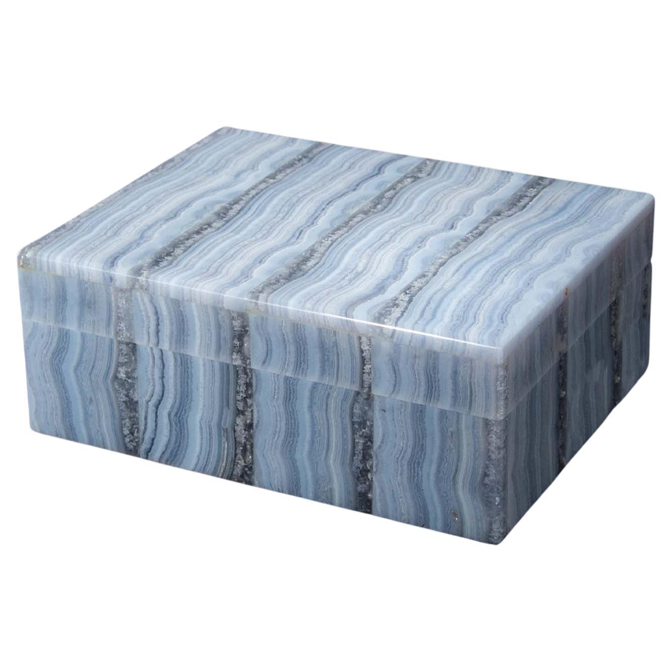 Blue Lace Agate Hinged Box, 4.25"