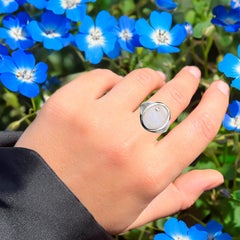 Blue Lace Agate Ring With Diamonds 1.68 Carats Sterling Silver